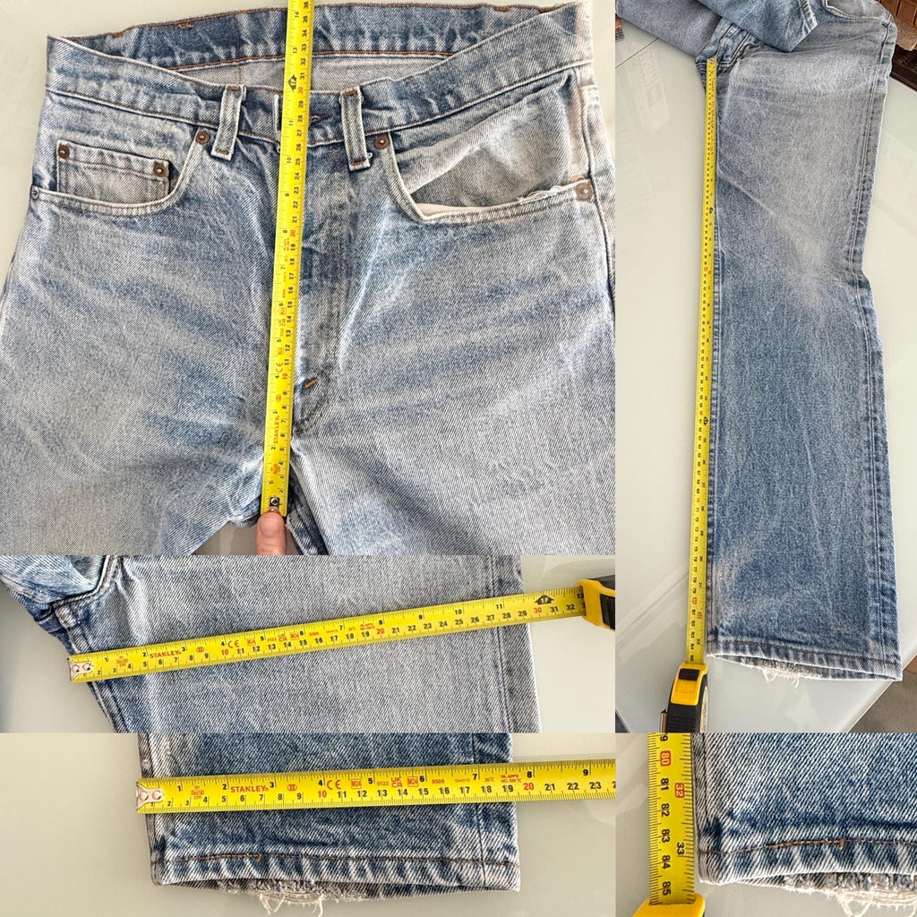 Held ***w31 L33 Levis 505 vintage 30-31” waist medium blue 505s made in USA 80s straight leg jeans