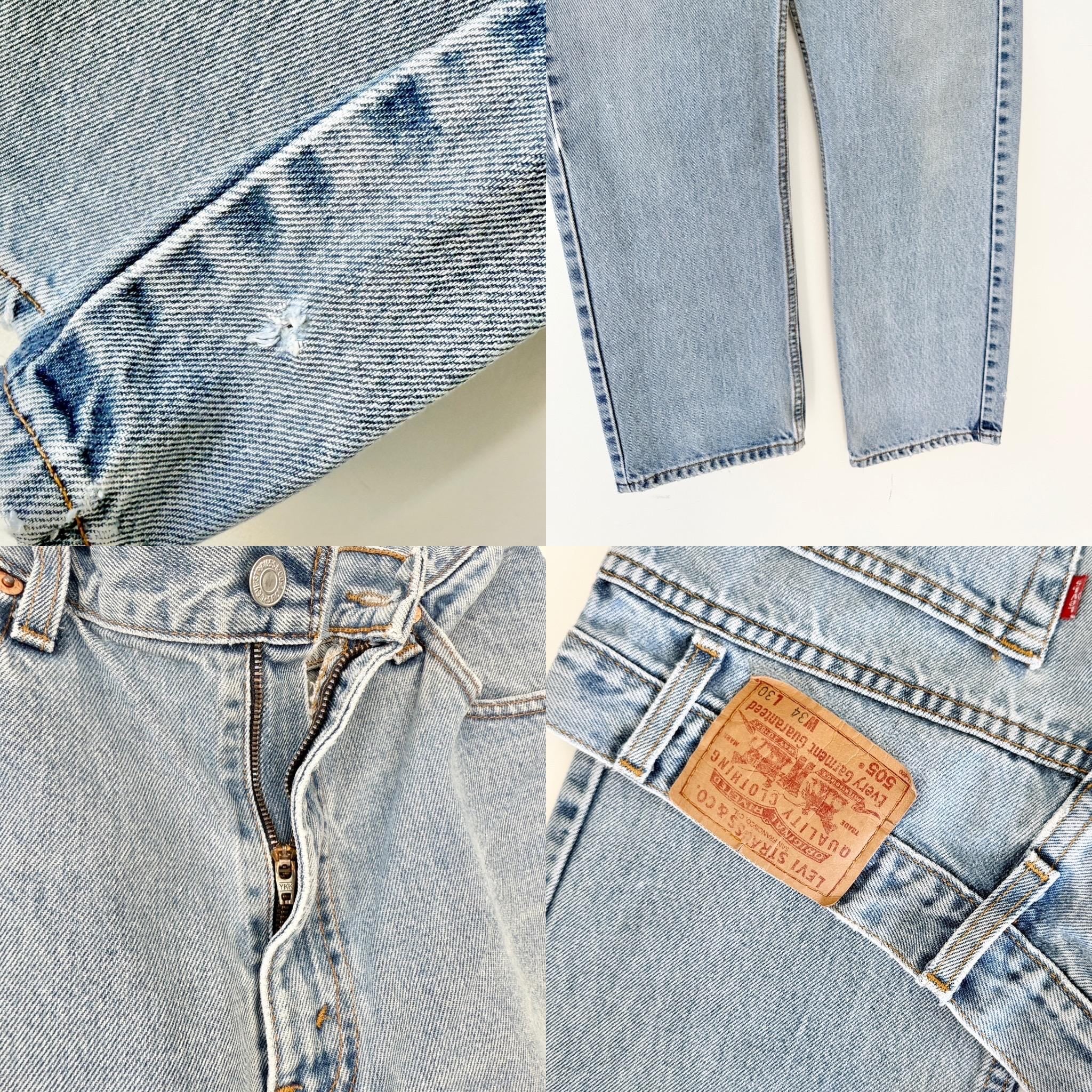 Levis 505s  vintage w30/32 L29 light faded blue 505s made in Columbia 90s straight leg jeans 505 30”/32” waist