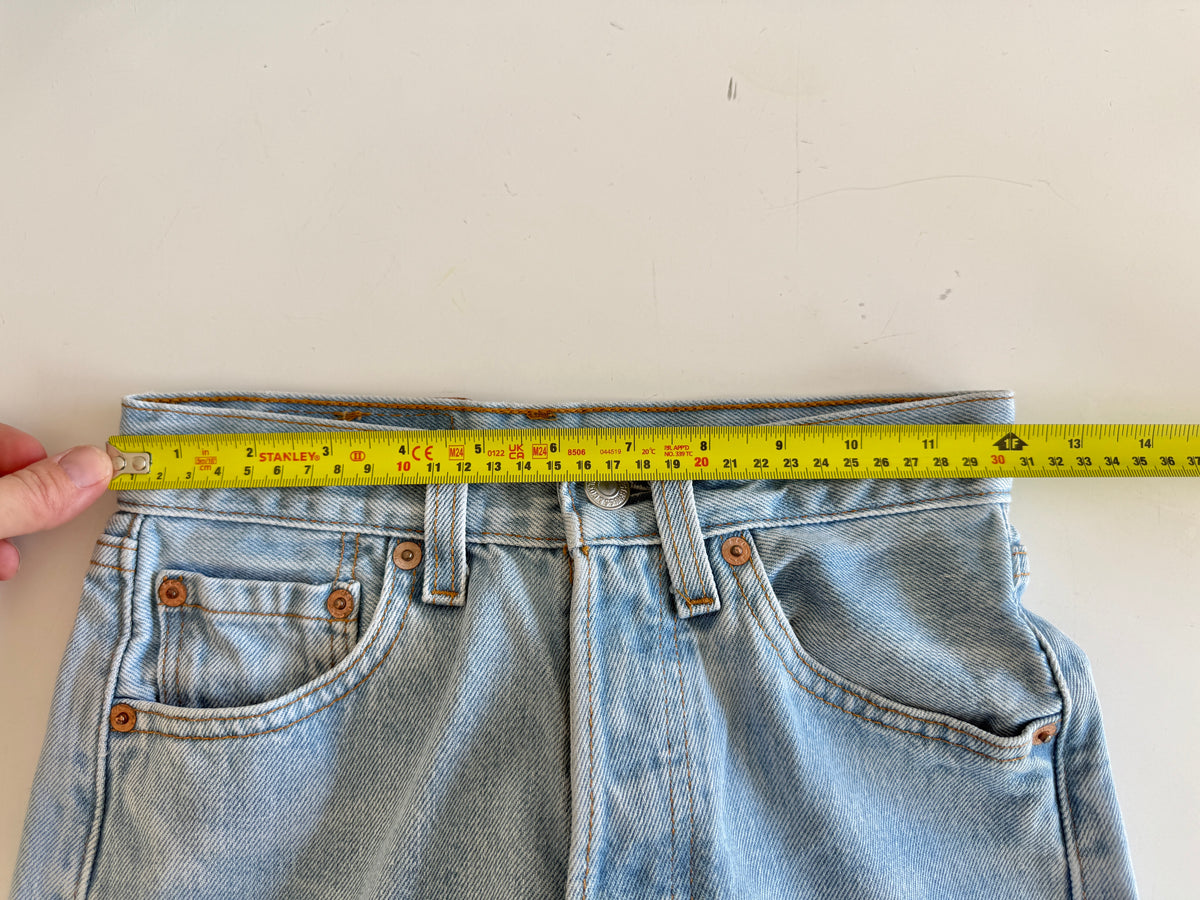 W23 L29 vintage Levis 501s 22/23” measured light blue fade 501s 90s  USA for women tag