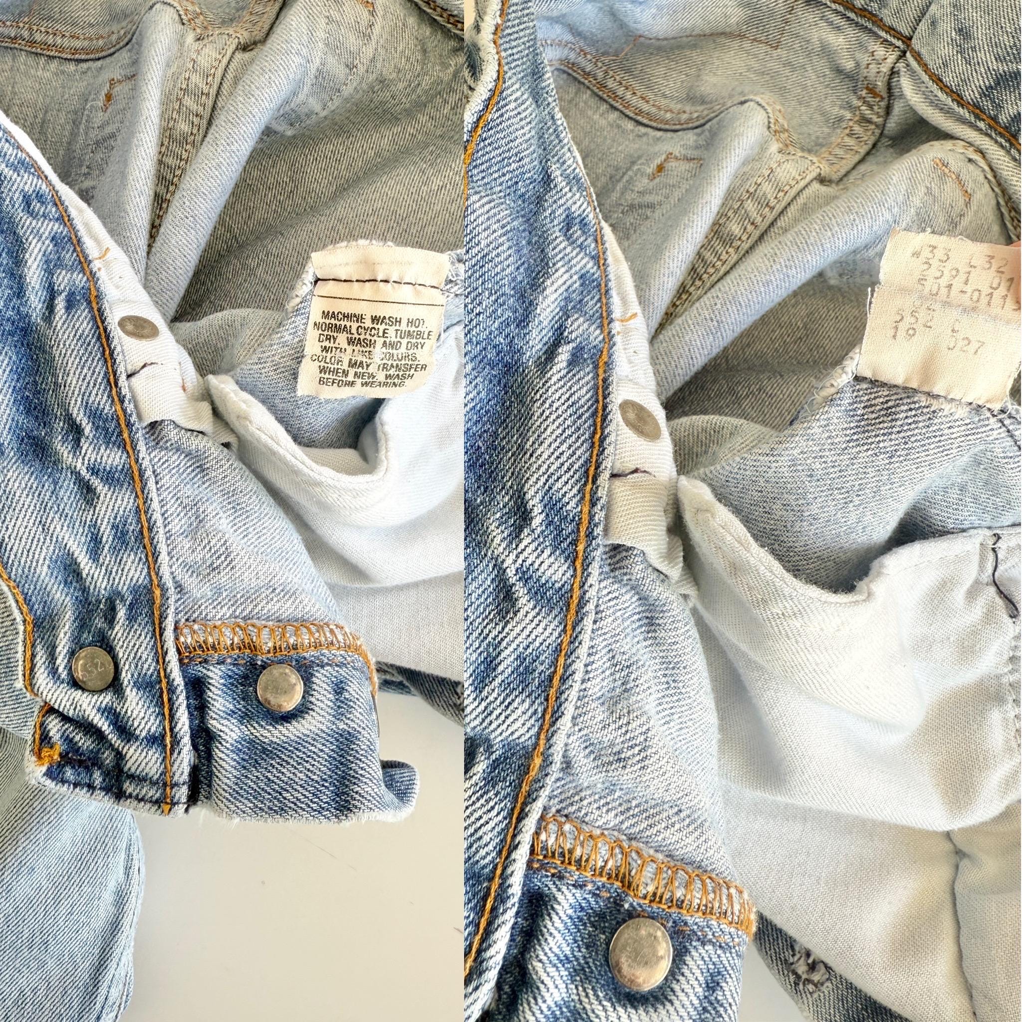 Held *** W29 L30 Levis 501 vintage faded light blue 501s made in USA 80s straight leg jeans 501 29-30” waist (mayuk)