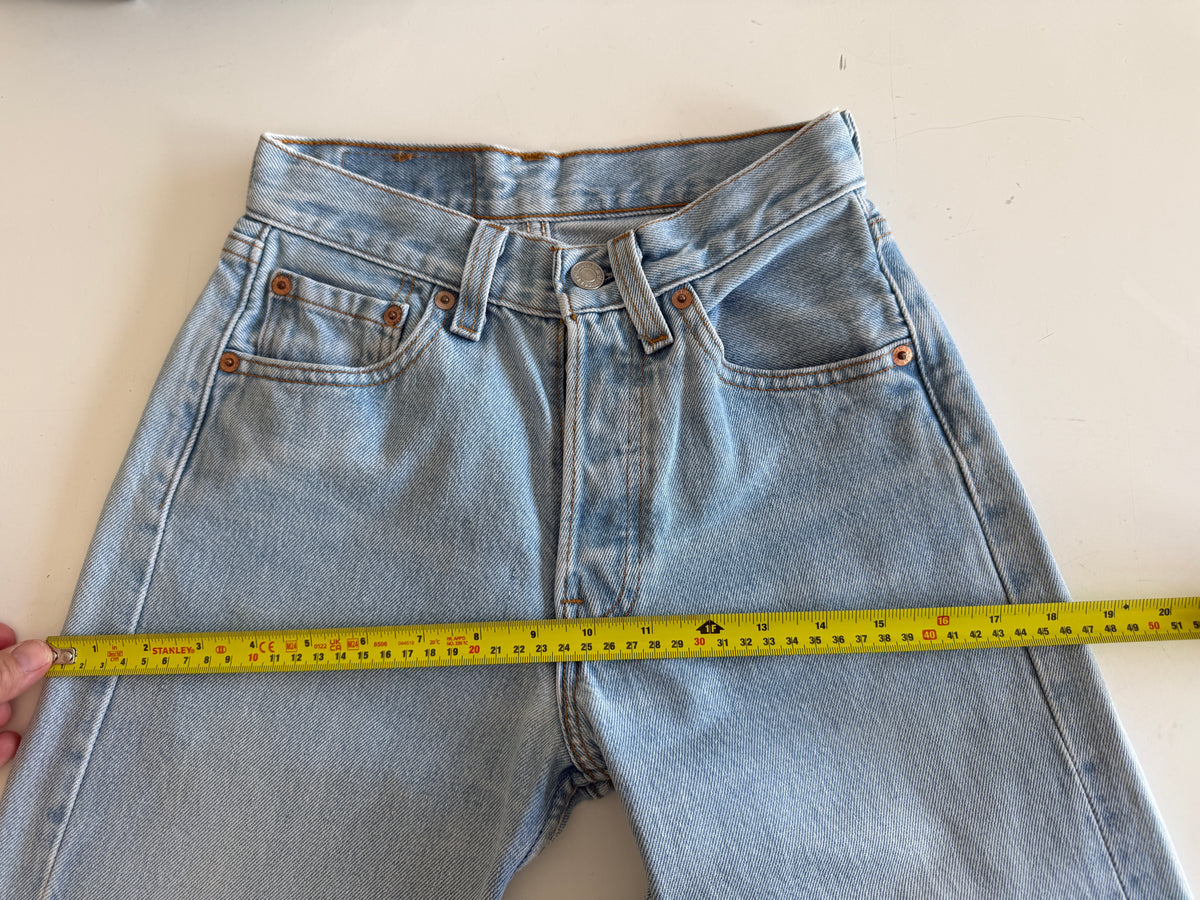 W23 L29 vintage Levis 501s 22/23” measured light blue fade 501s 90s  USA for women tag