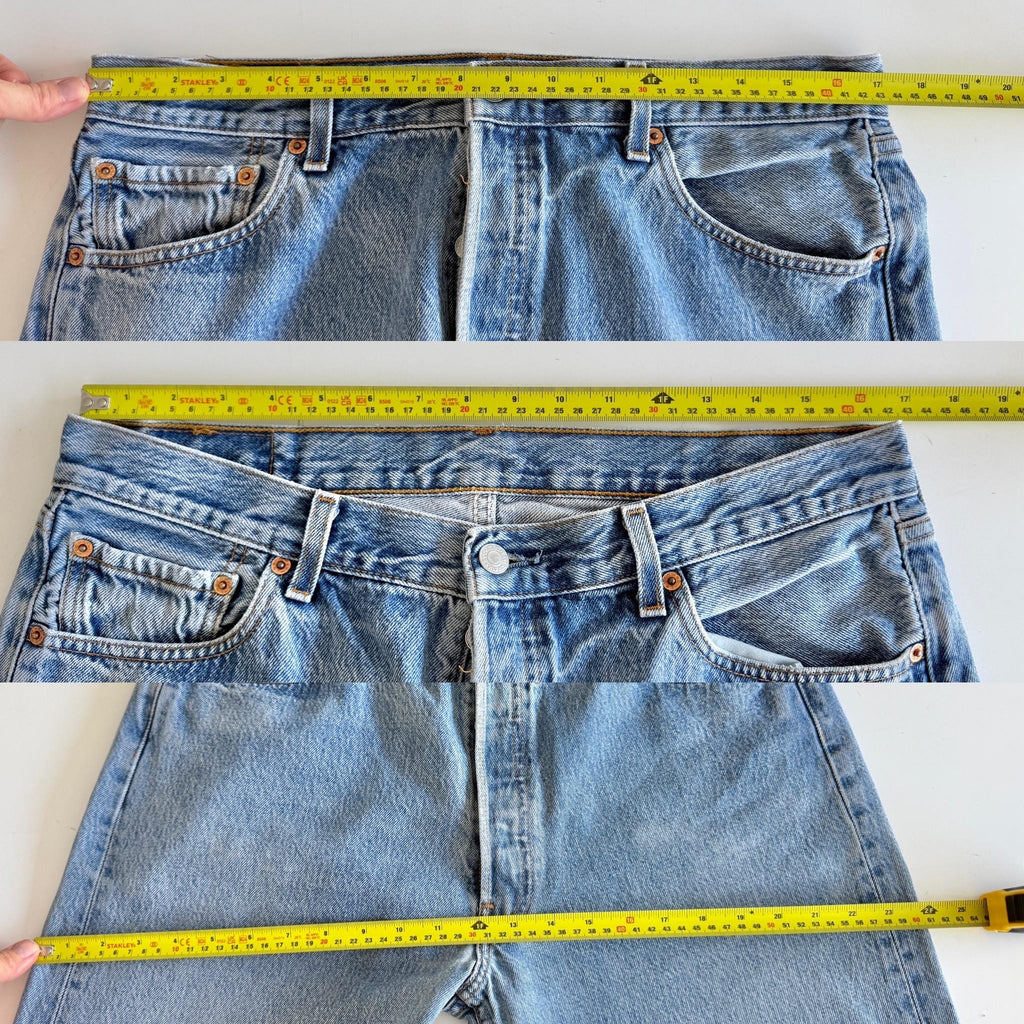 W33 L30 Levis 501 vintage 33” measured waist medium blue made in Y2K