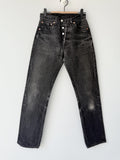W24 L29 Levis 501 vintage 23-24” waist black faded grey 501s made in USA for women 90s
