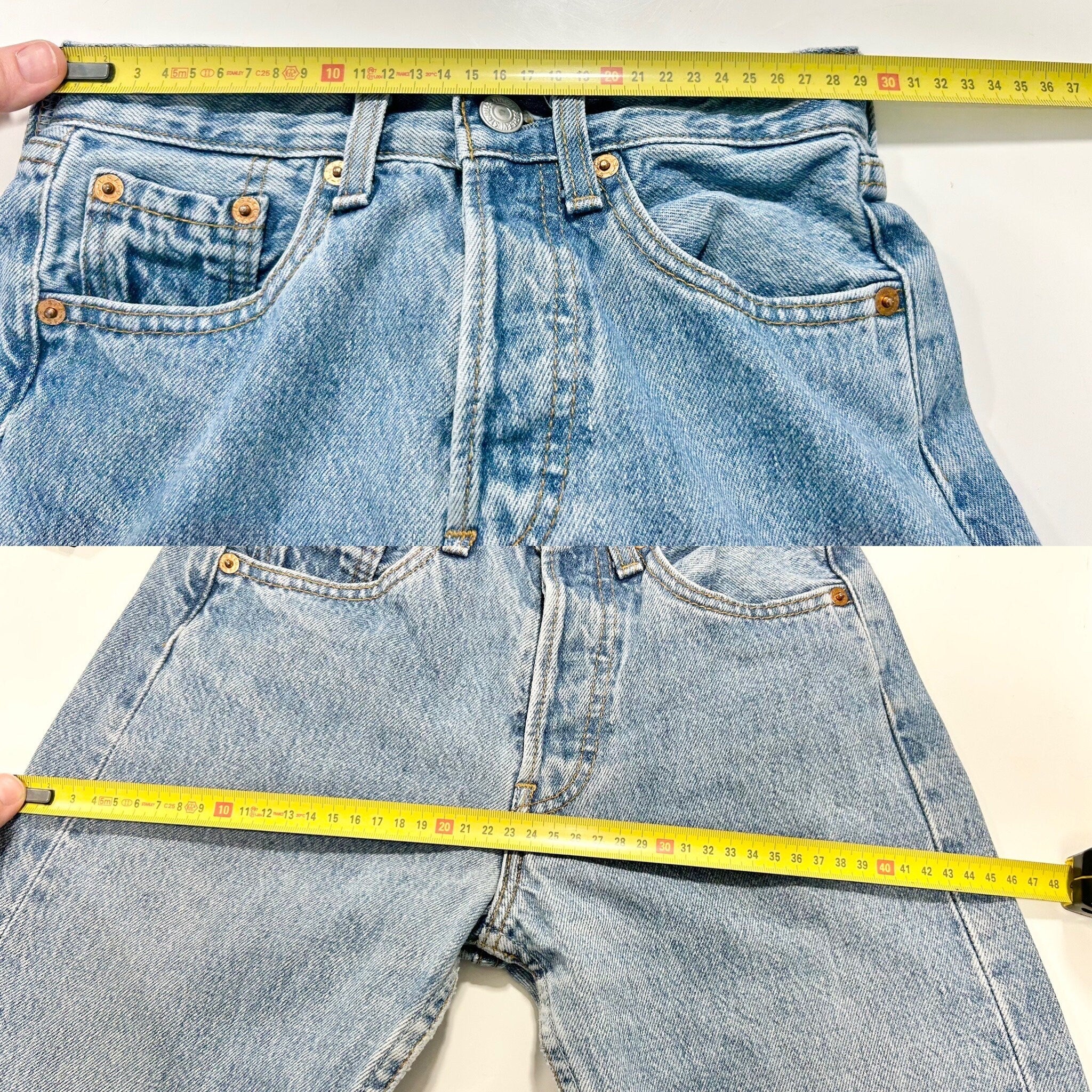 Levis 501 jeans w22 L27 medium blue denim faded blue wash light blue 501 vintage 501s England