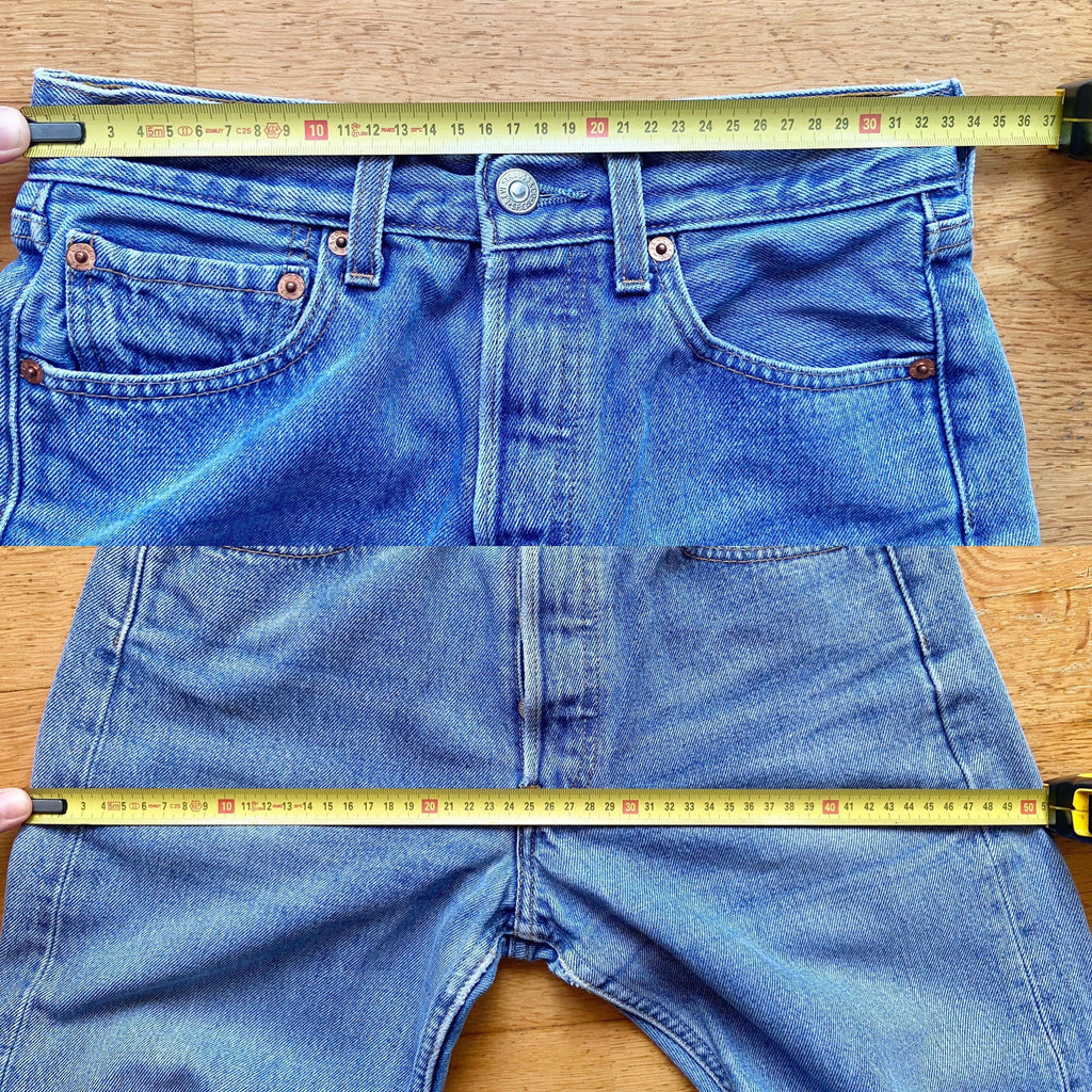 Levis 501 jeans w25 L32 raw blue faded denim faded blue 501 vintage 501s