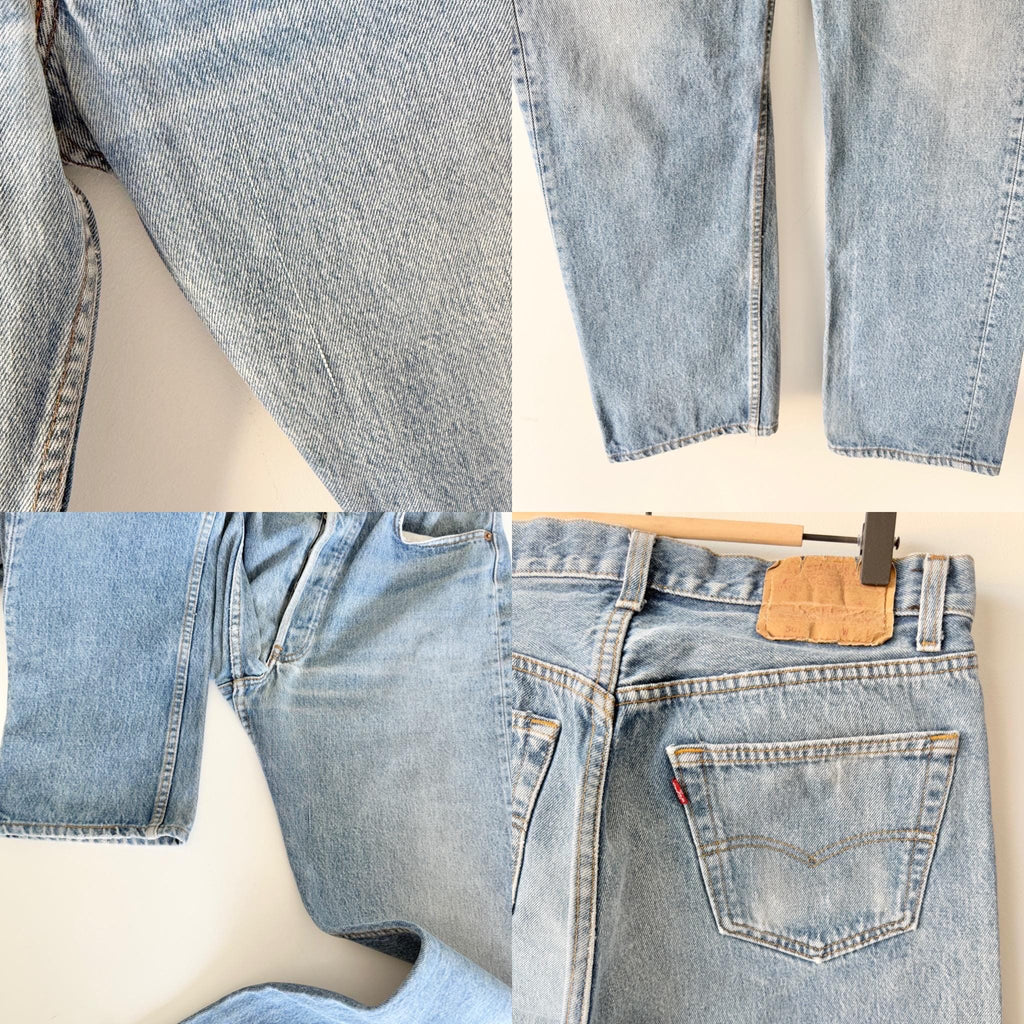 Levis 501s  vintage w31 L29 medium faded blue 501s made in USA 80s straight leg jeans 501 30”/31” waist hol