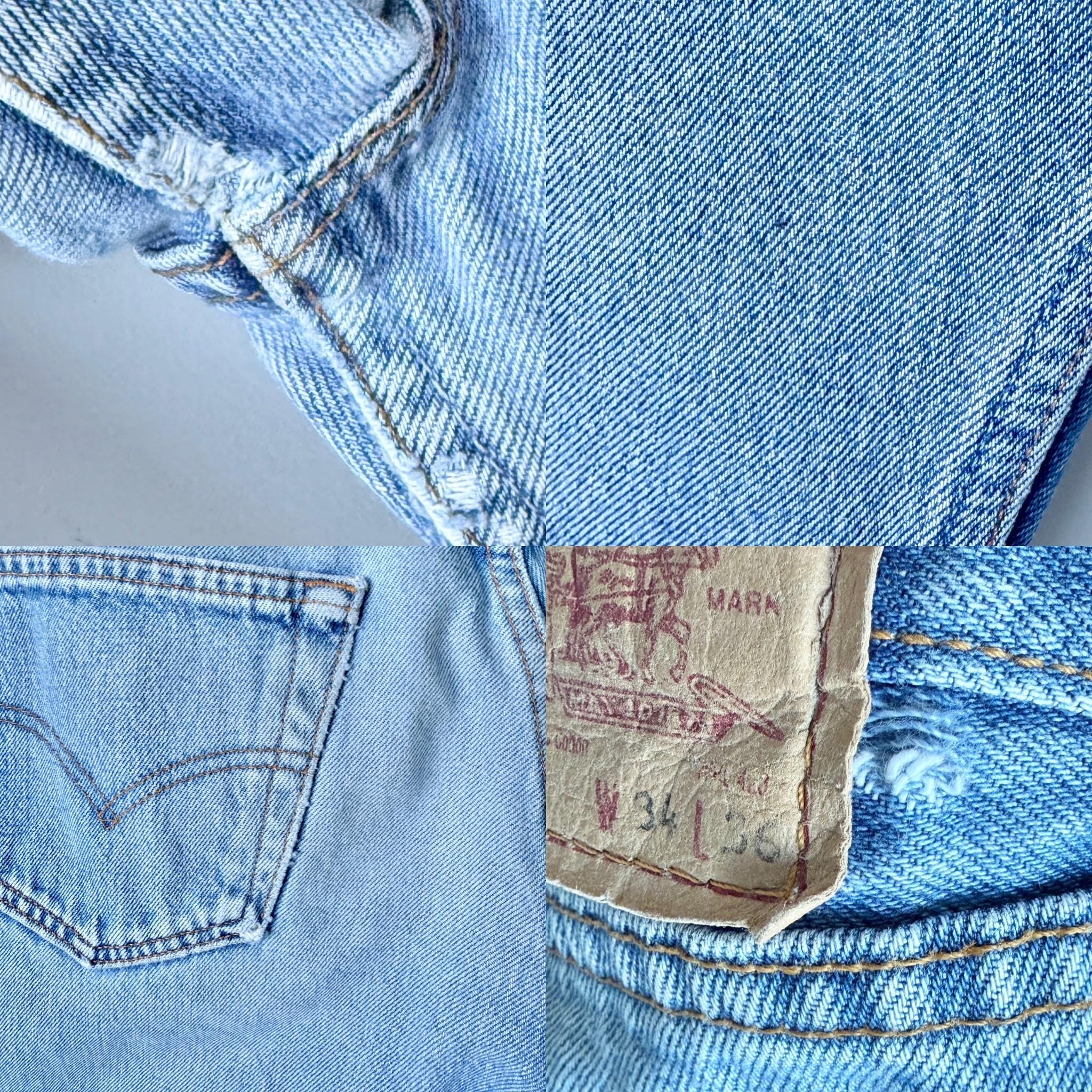 Levis 501 vintage w32 L35 light faded blue 501s made in USA  90s straight leg jeans 501 32” waist