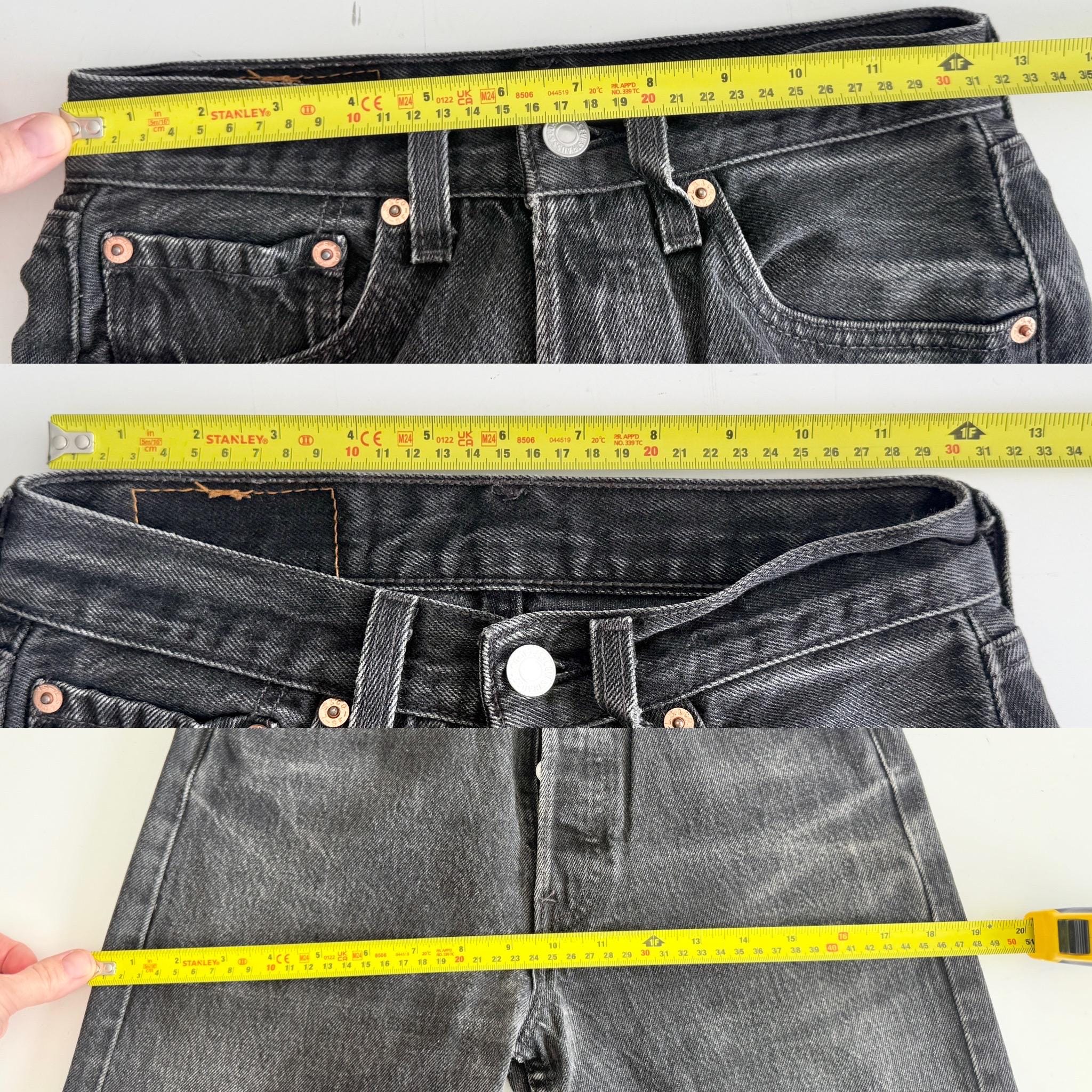 W24 L29 Levis 501 vintage 23-24” waist black faded grey 501s made in USA for women 90s