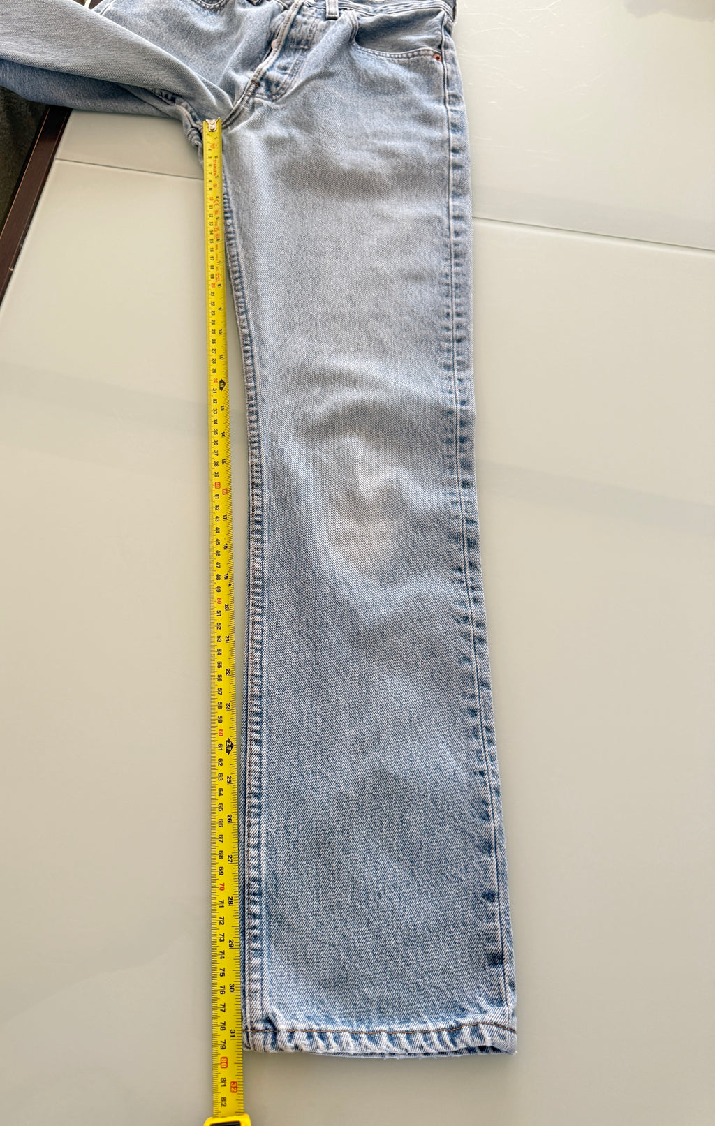 W25 L31 vintage Levis 501 25” measured light medium blue 90s Levi’s 501s USA re done