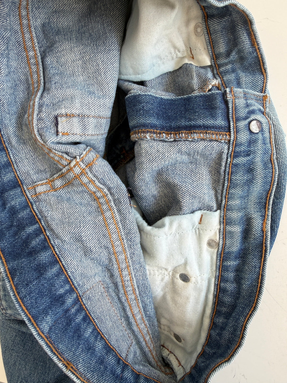 W34 L29 vintage Levis 603 33/34” measured waist dark blue faded whiskers  70s 603s