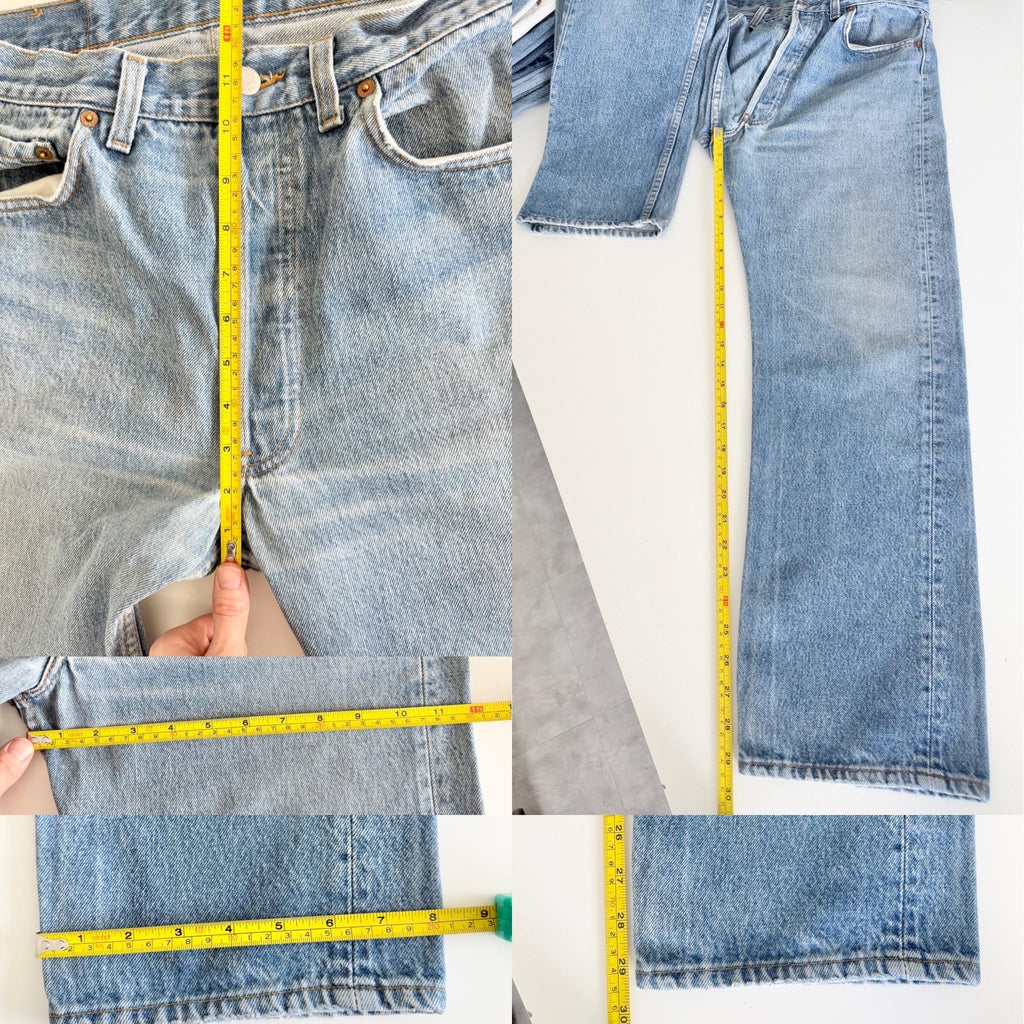 Levis 501s  vintage w31 L29 medium faded blue 501s made in USA 80s straight leg jeans 501 30”/31” waist hol