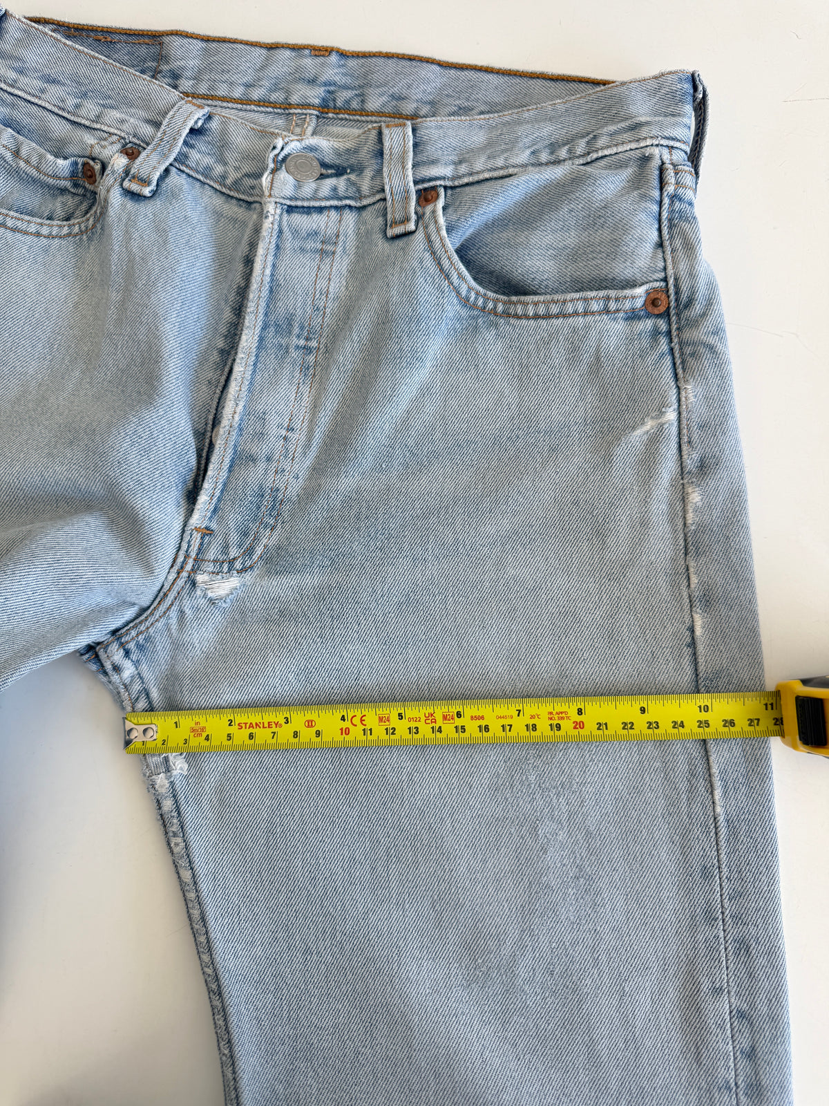 Soft W28 L30 vintage Levis 501s 28” measured light blue 501s 90s USA  distressed