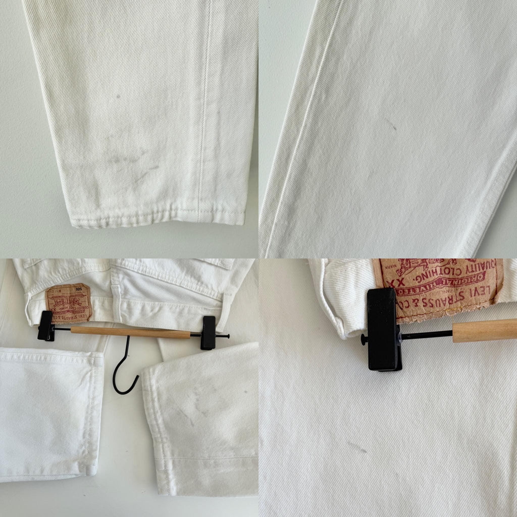 W25 L31 Levis 501 vintage 24-25” measured waist off white made in UK 90s hol