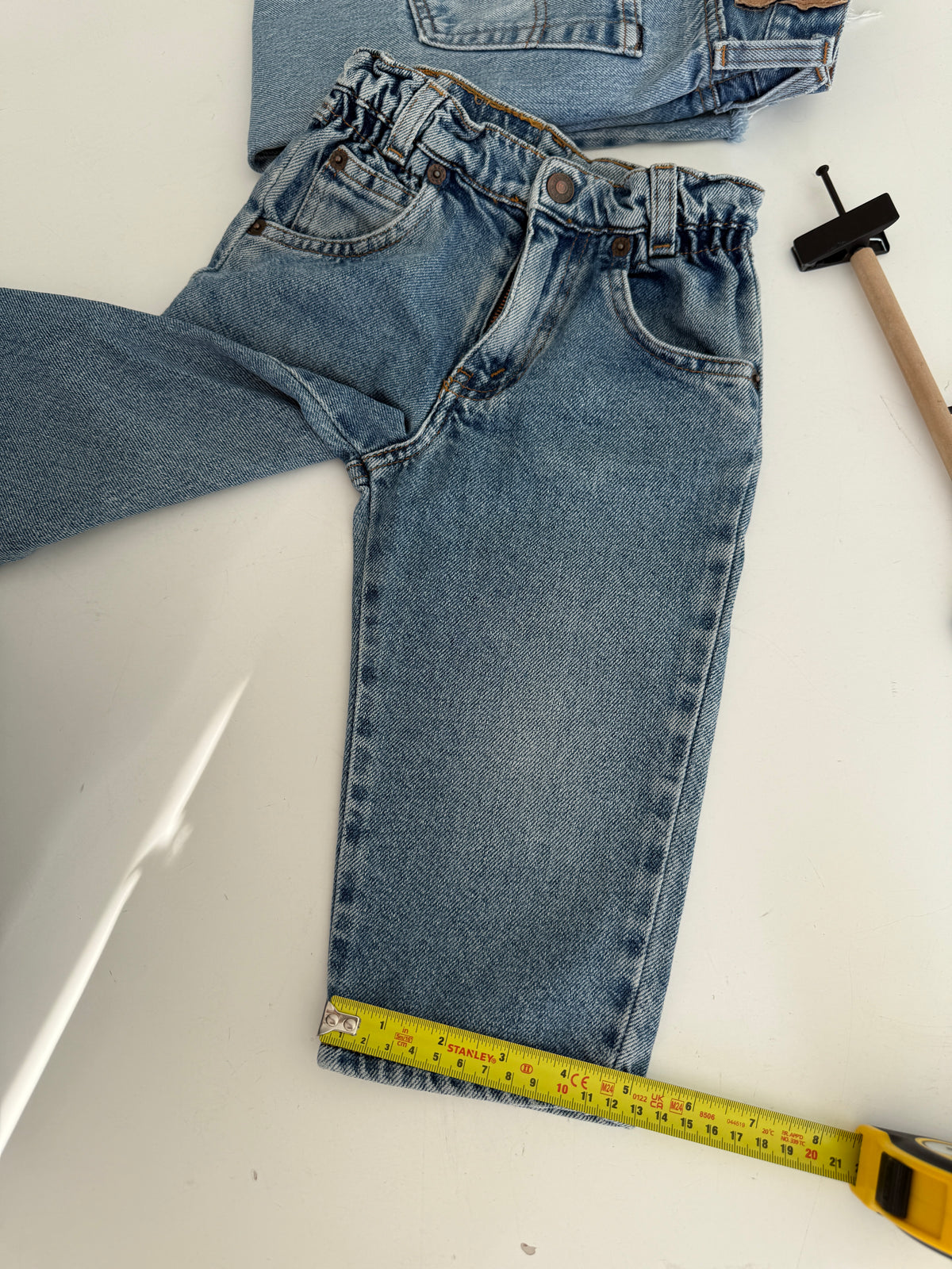 Kids Age 24 months vintage Levis 17” measured waist medium blue faded 90s denim