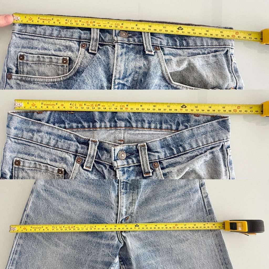 Held ***w31 L33 Levis 505 vintage 30-31” waist medium blue 505s made in USA 80s straight leg jeans