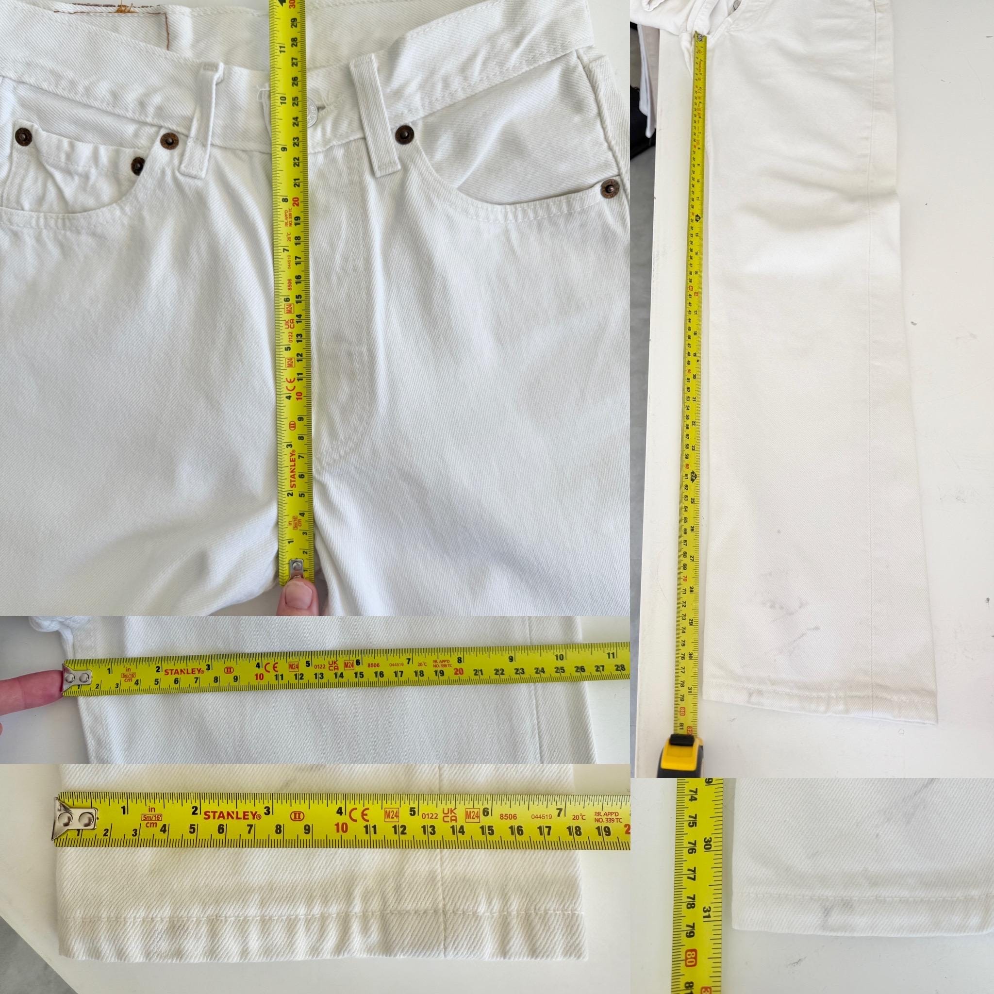 W25 L31 Levis 501 vintage 24-25” measured waist off white made in UK 90s hol