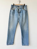 W33 L33 vintage Levis 501 32-33” measured waist medium faded lines blue made in y2k
