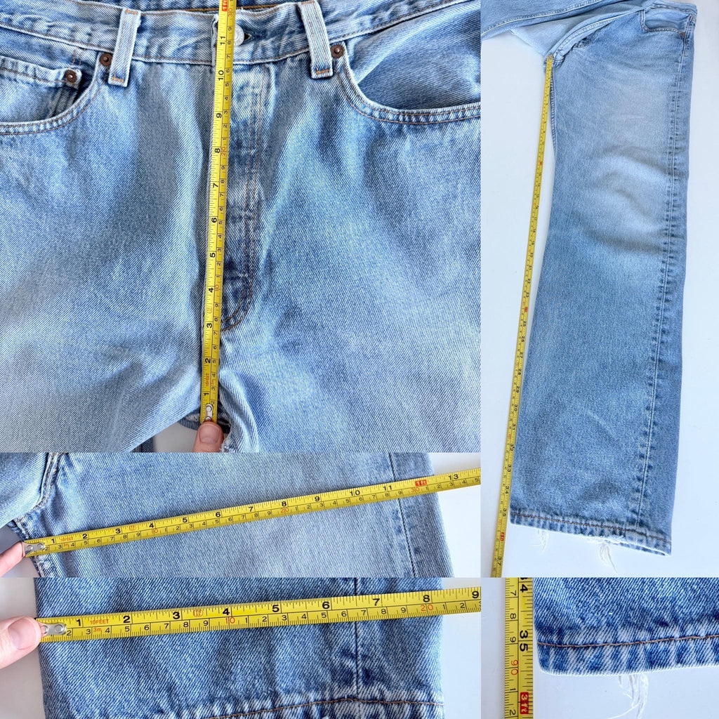 Levis 501 vintage w32 L35 light faded blue 501s made in USA  90s straight leg jeans 501 32” waist