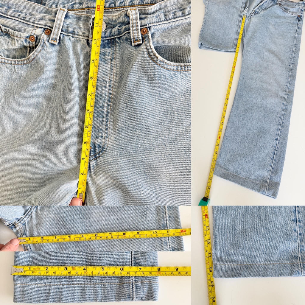 Levis 501 vintage w30 L28 light blue 501s made in USA 90s straight leg jeans 501 29”/30” waist
