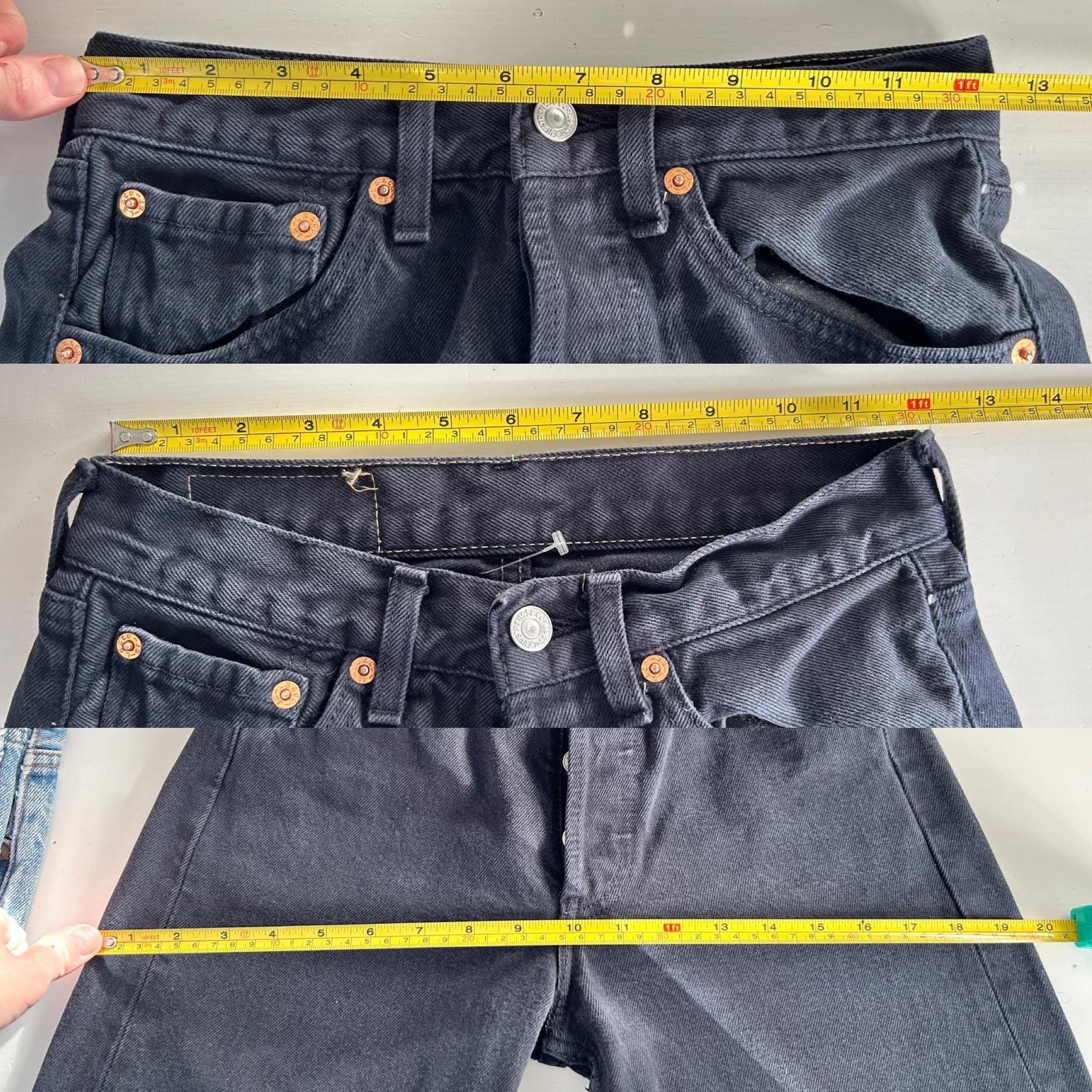 W24 L33 Levis 501 vintage 24” waist black 501s made in France 90s