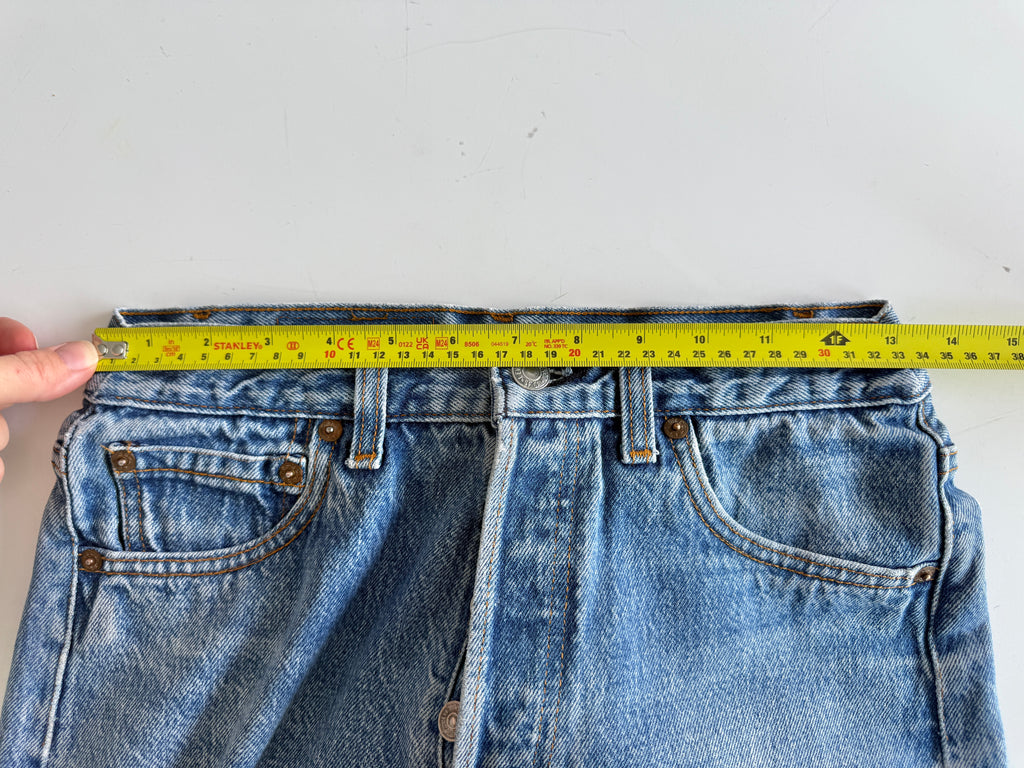 Re done denim W25 L30 vintage Levis 501 medium blue 23/25” measured waist 501s 80s USA