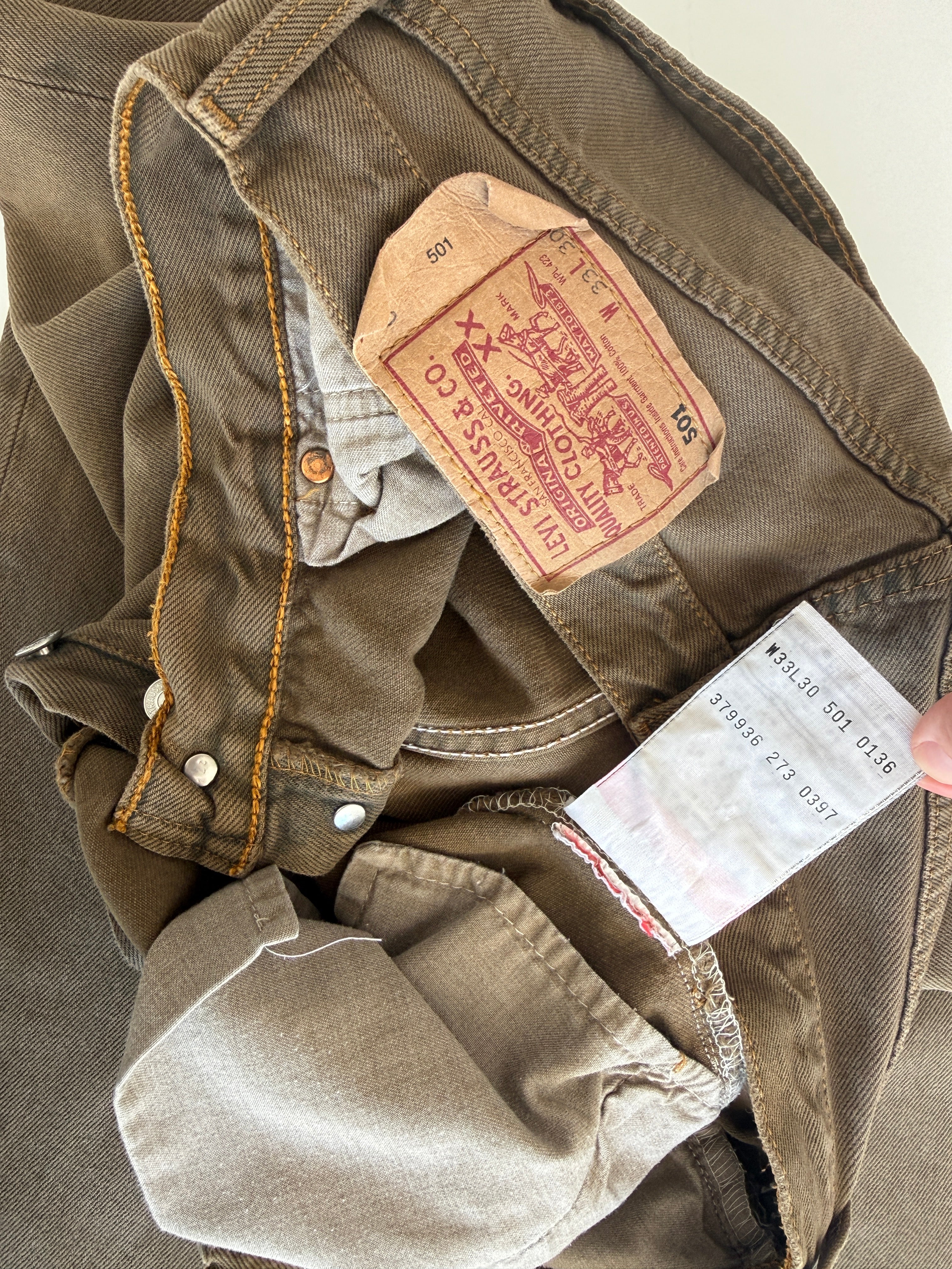 W30 L28 vintage Levis 501s 29/30” khaki/ brown Levi’s 501s 90s