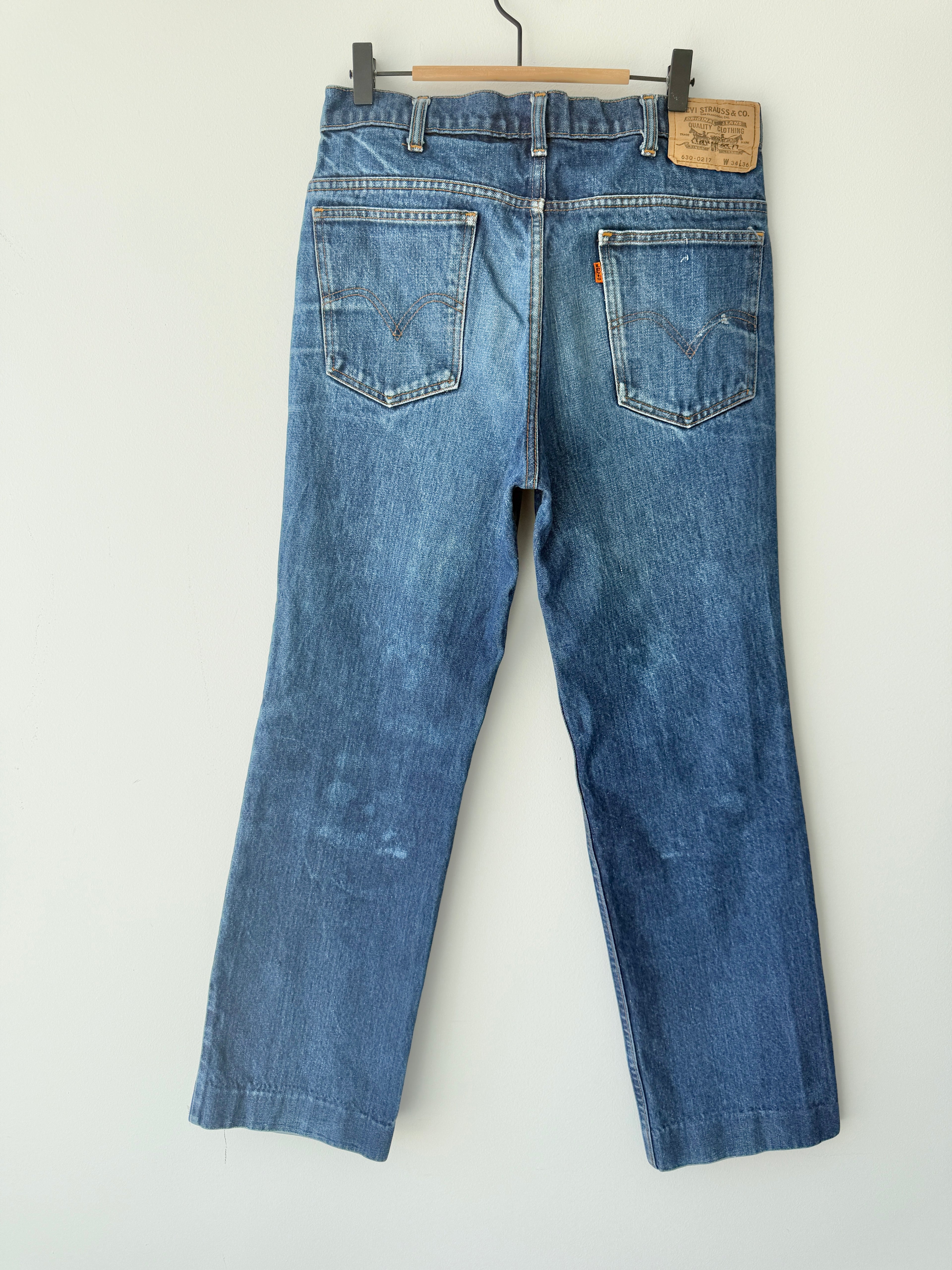 W31 L29 vintage Levis 630 30/31” measured waist dark faded blue 630s 80s   Orange tab