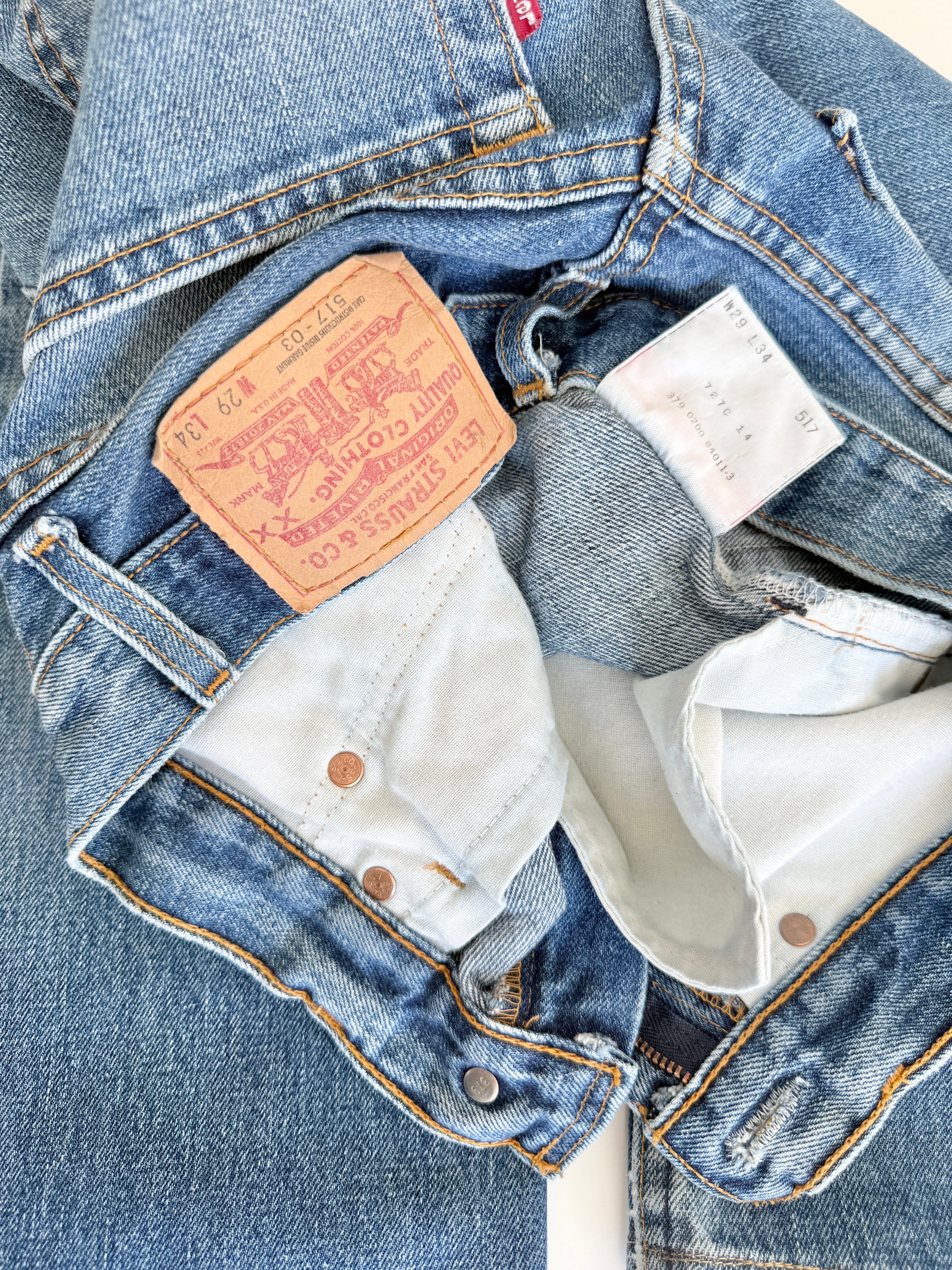 W26 L28 vintage Levis 517 26” measured dark faded blue denim Y2K Levi’s 517s wallet mark