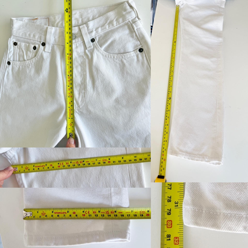 W23 L31 Levis 501 vintage 22-23” measured waist white made in USA 90s denim