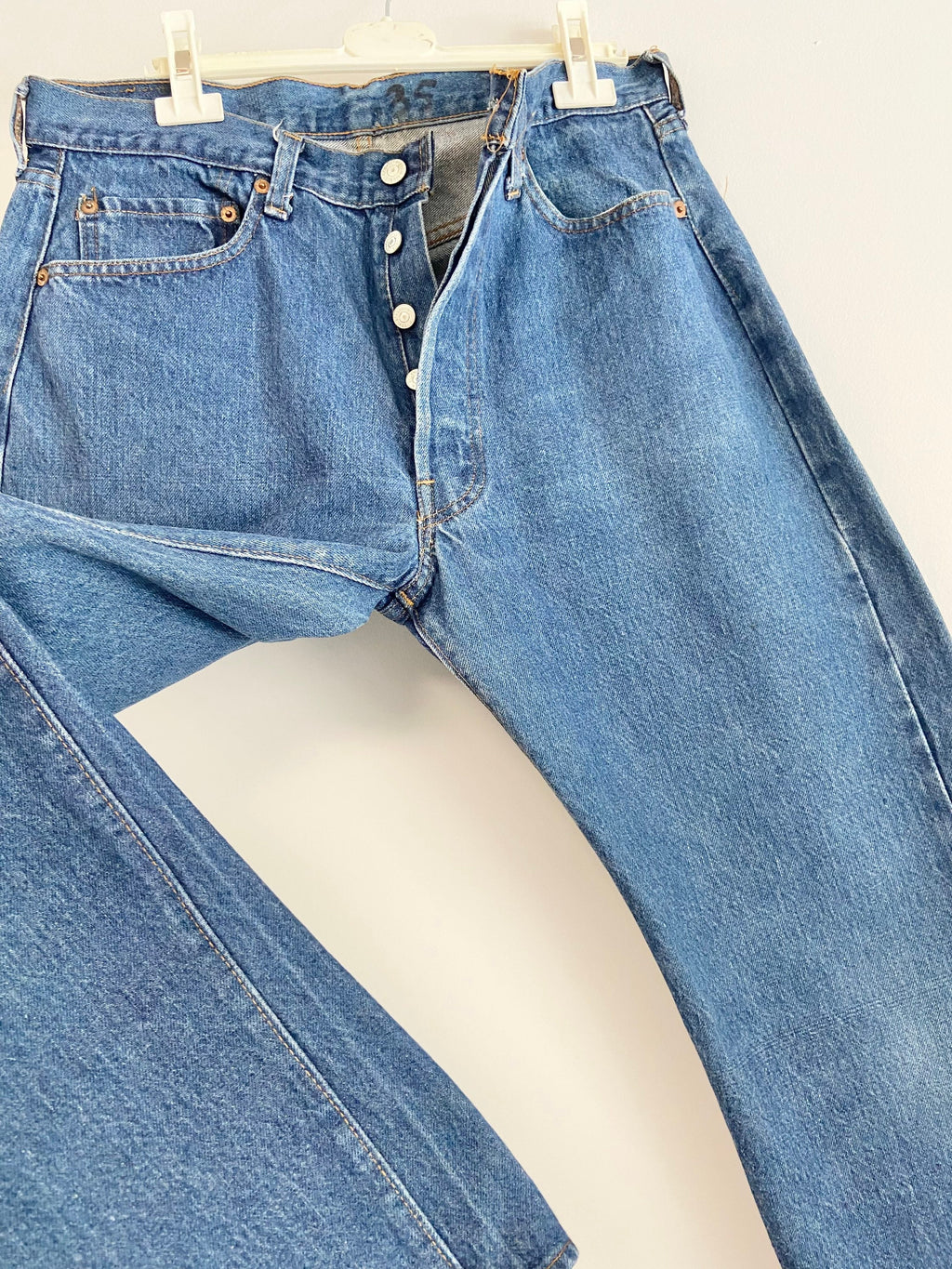 w32 L27 Vintage Levi’s 501 Red line Selvedge Made in USA raw blue 70/80