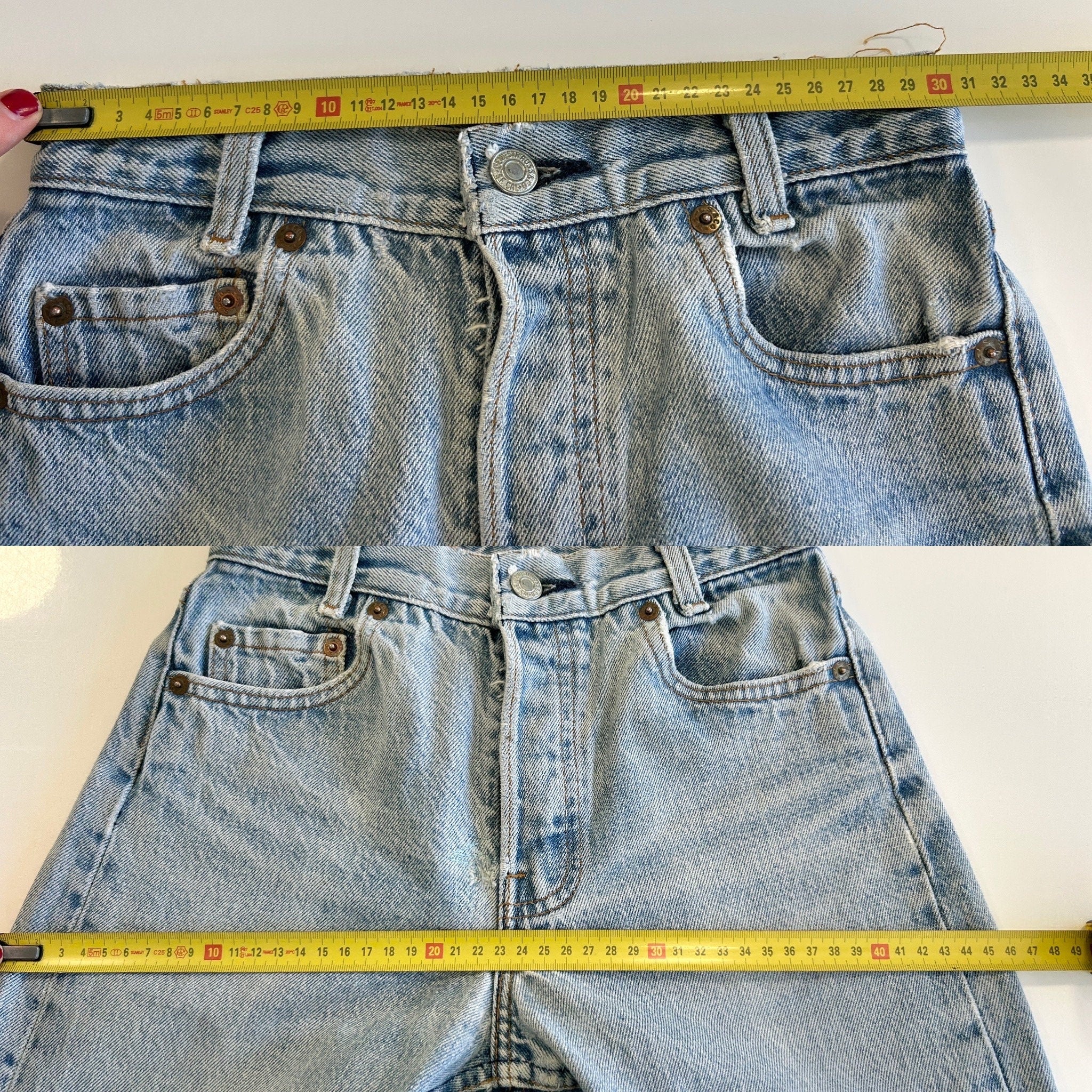 w23 L28 Levis 701 jeans light stonewash blue Levi’s 701 vintage light blue worn vintage Levi’s 80s made in USA