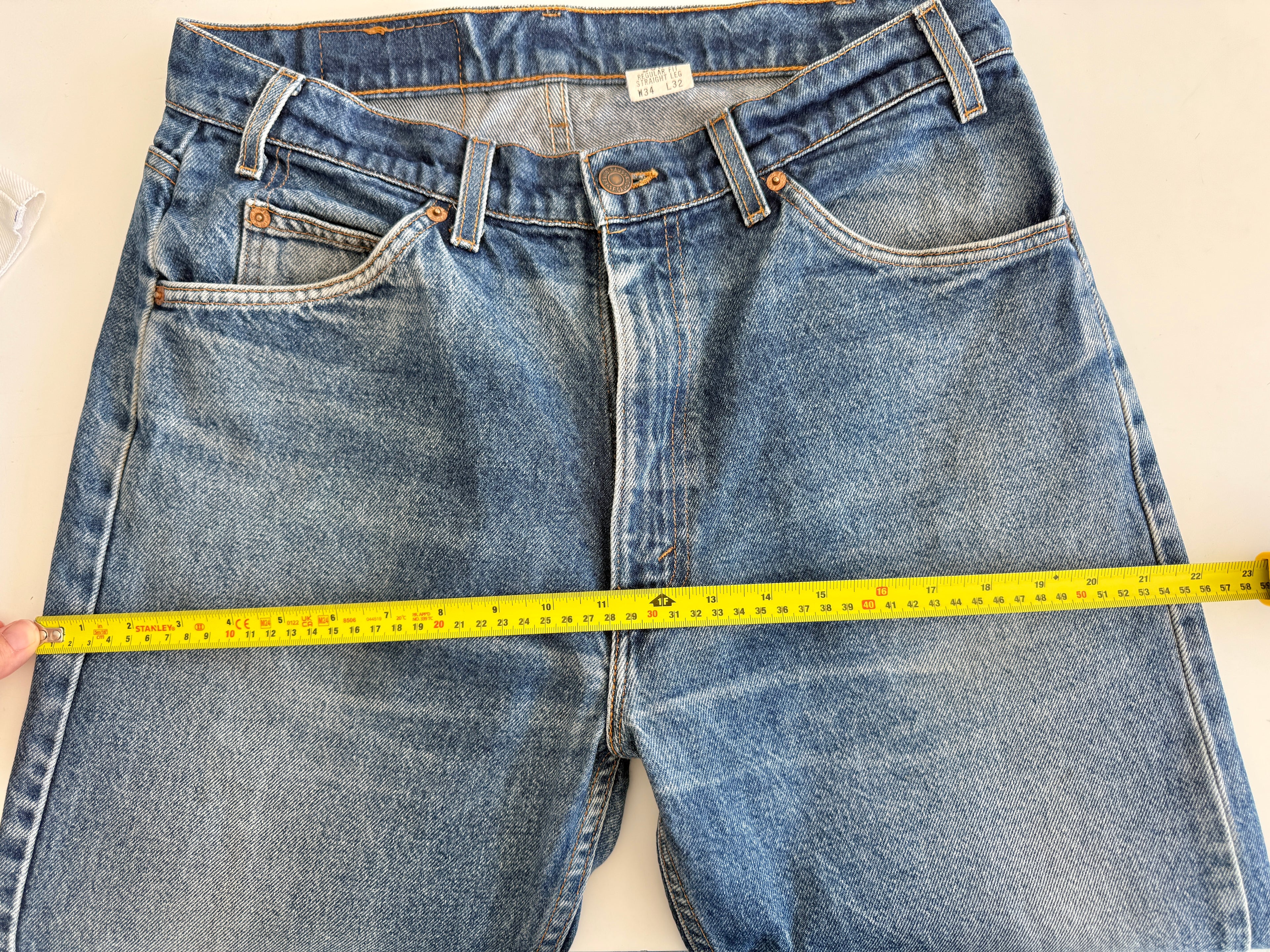 W32 L28 vintage Levis 505 30/33” measured waist dark faded blue orange tab 505s 90s USA