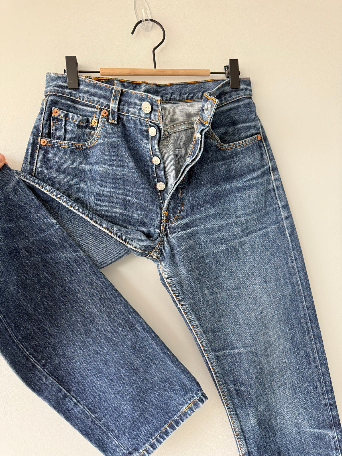 W27 L32 vintage Levis 501s 26/27” measured indigo blue faded  90s 501s