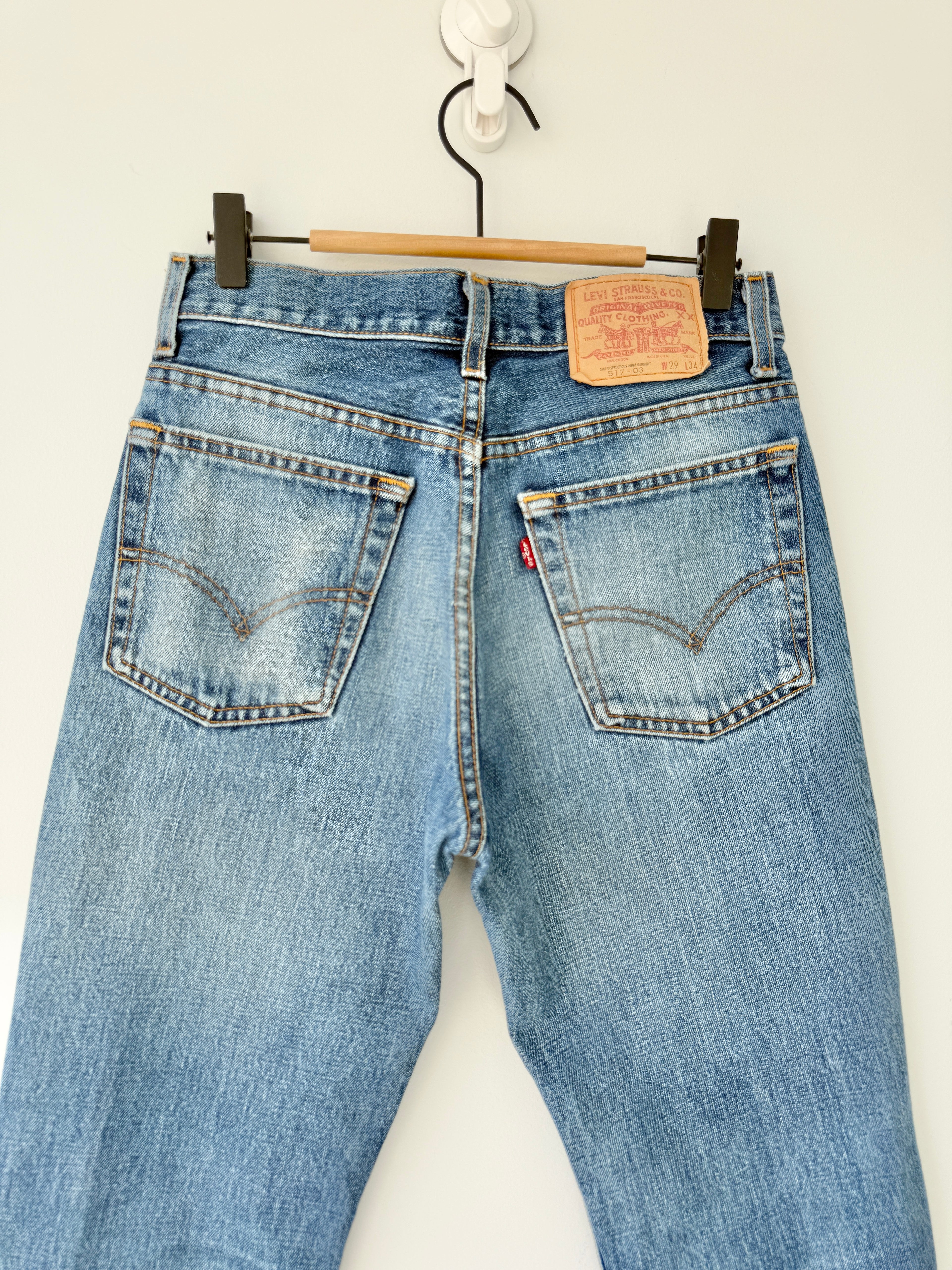 W26 L28 vintage Levis 517 26” measured dark faded blue denim Y2K Levi’s 517s wallet mark