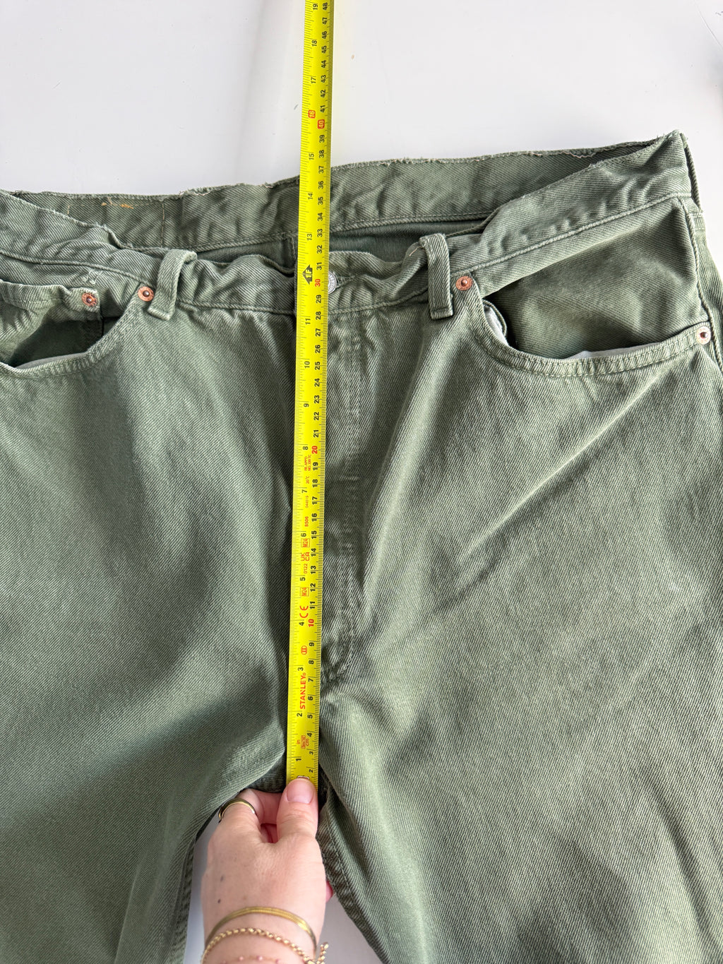 W35 L31 vintage Levis 501 34-35” measured dark green denim 90s USA 501s