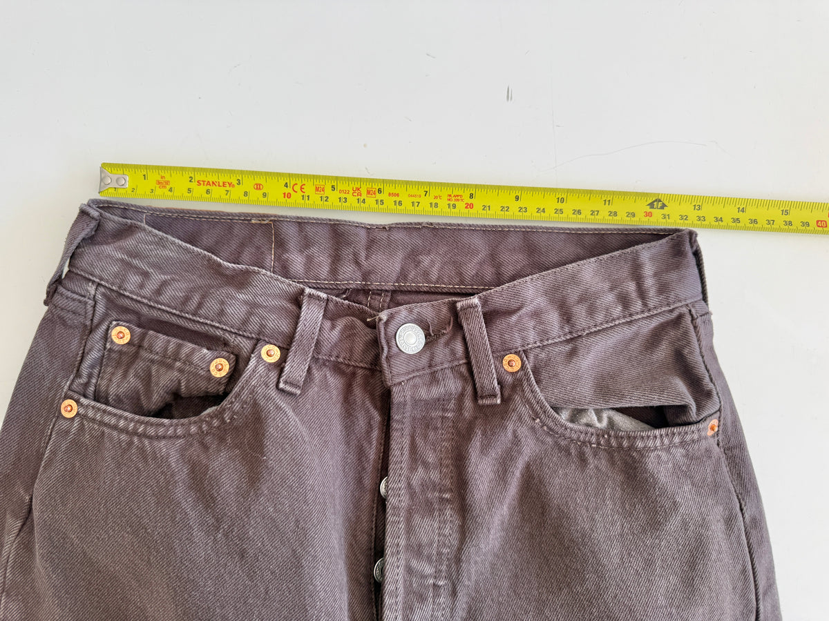 W25 L32 vintage Levis 501 25” measured brown 90s 501s
