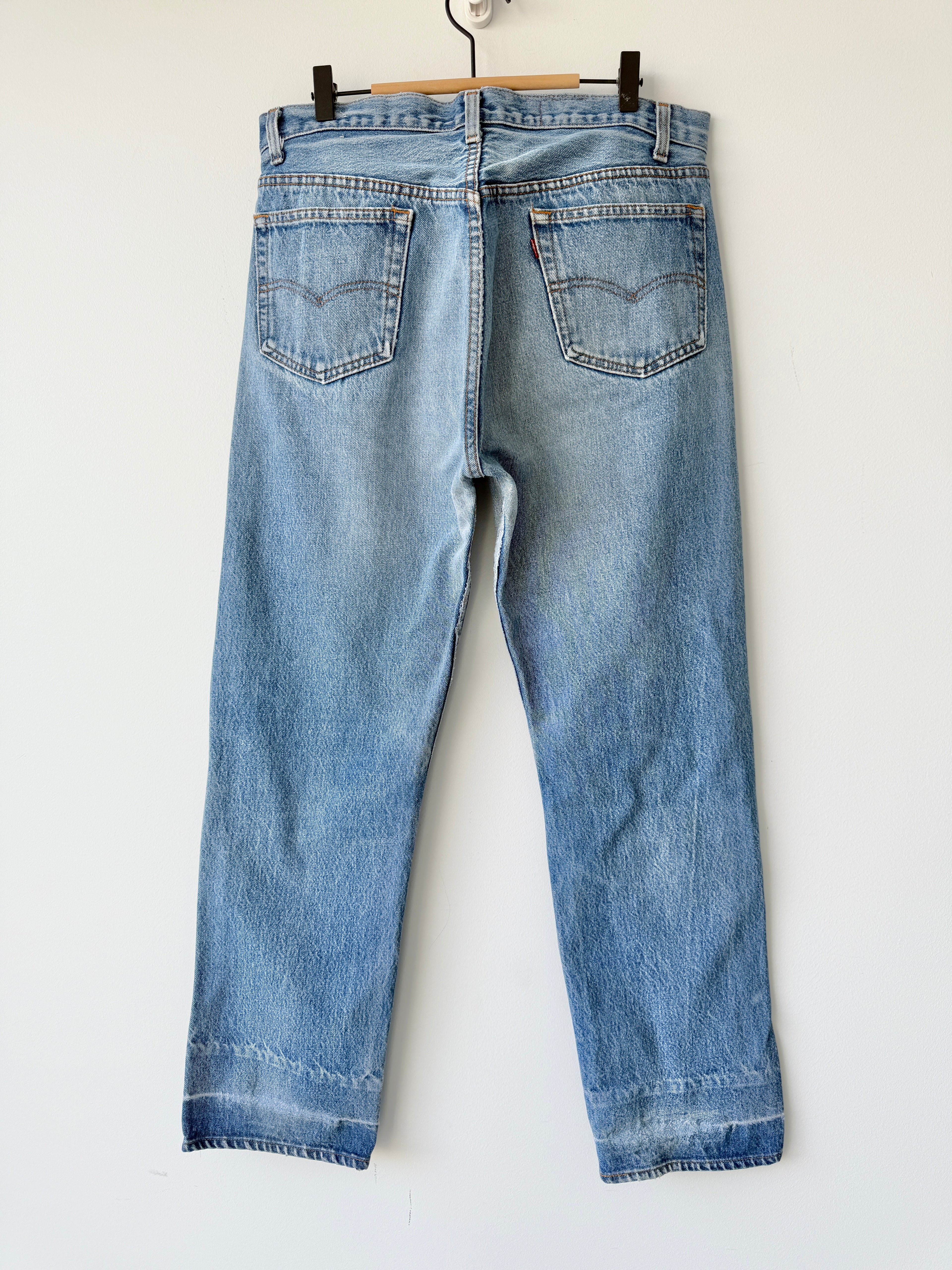 W34 L30 vintage Levis 501 33-34” measured dark faded blue denim 80s Levi’s 501s USA