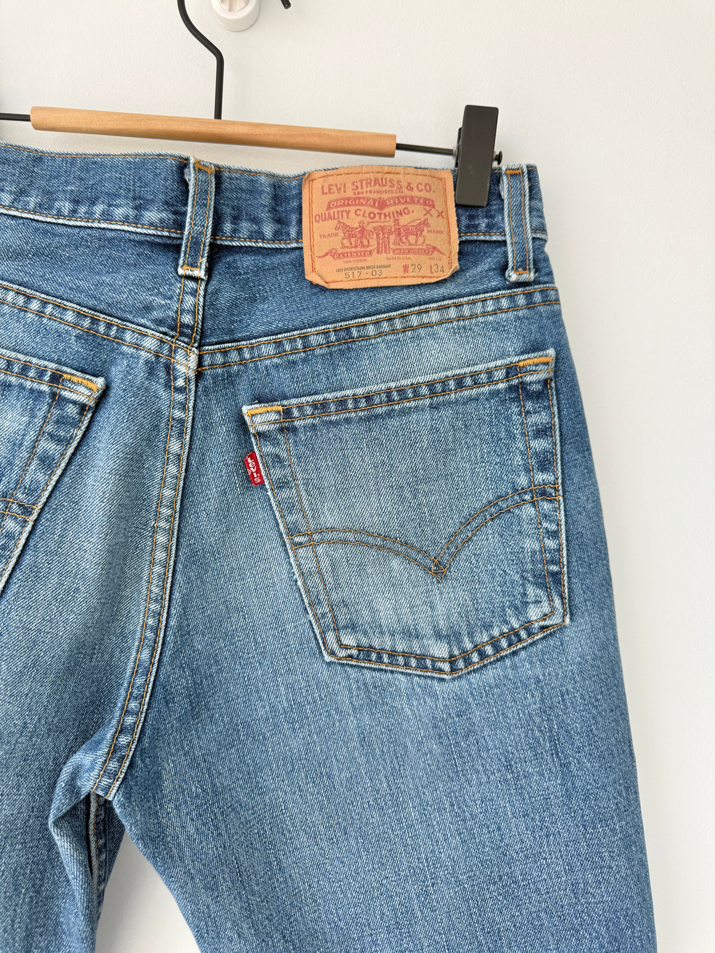 W26 L28 vintage Levis 517 26” measured dark faded blue denim Y2K Levi’s 517s wallet mark