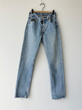 W25 L32 vintage Levis 501 25” measured waist blue 501s made in 80s