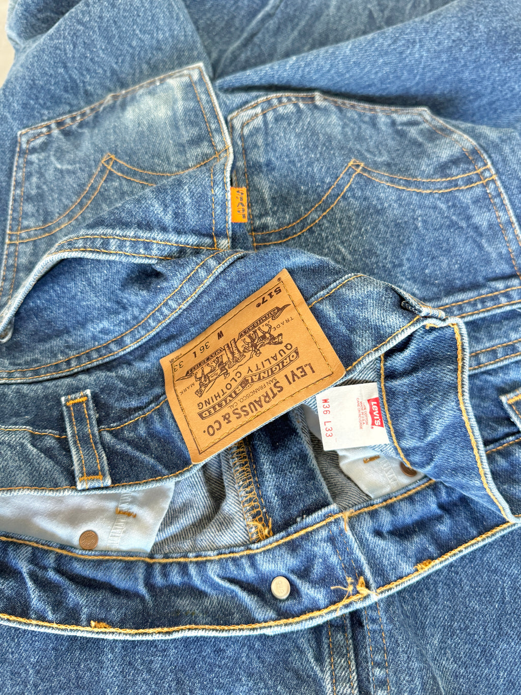 W33 L34 vintage Levis 517 33” measured waist raw blue 517s made in 90s USA