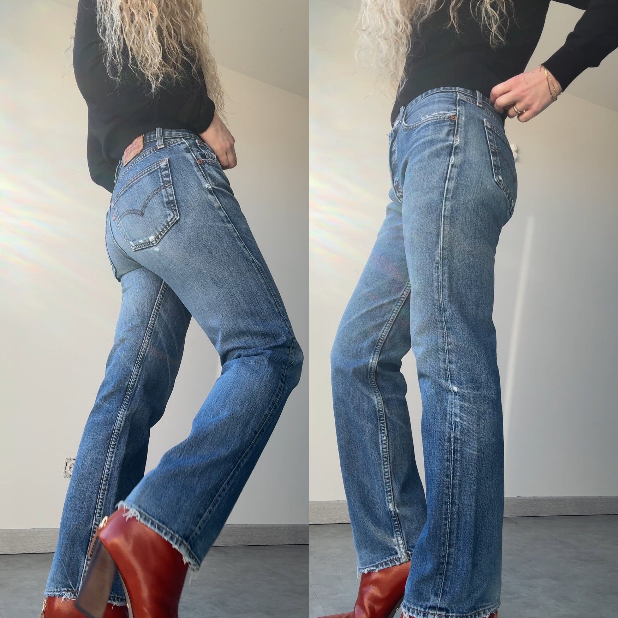 Soft W29 L28 vintage Levis 501 28/29” measured indigo dark blue faded denim Y2K Levi’s 501s