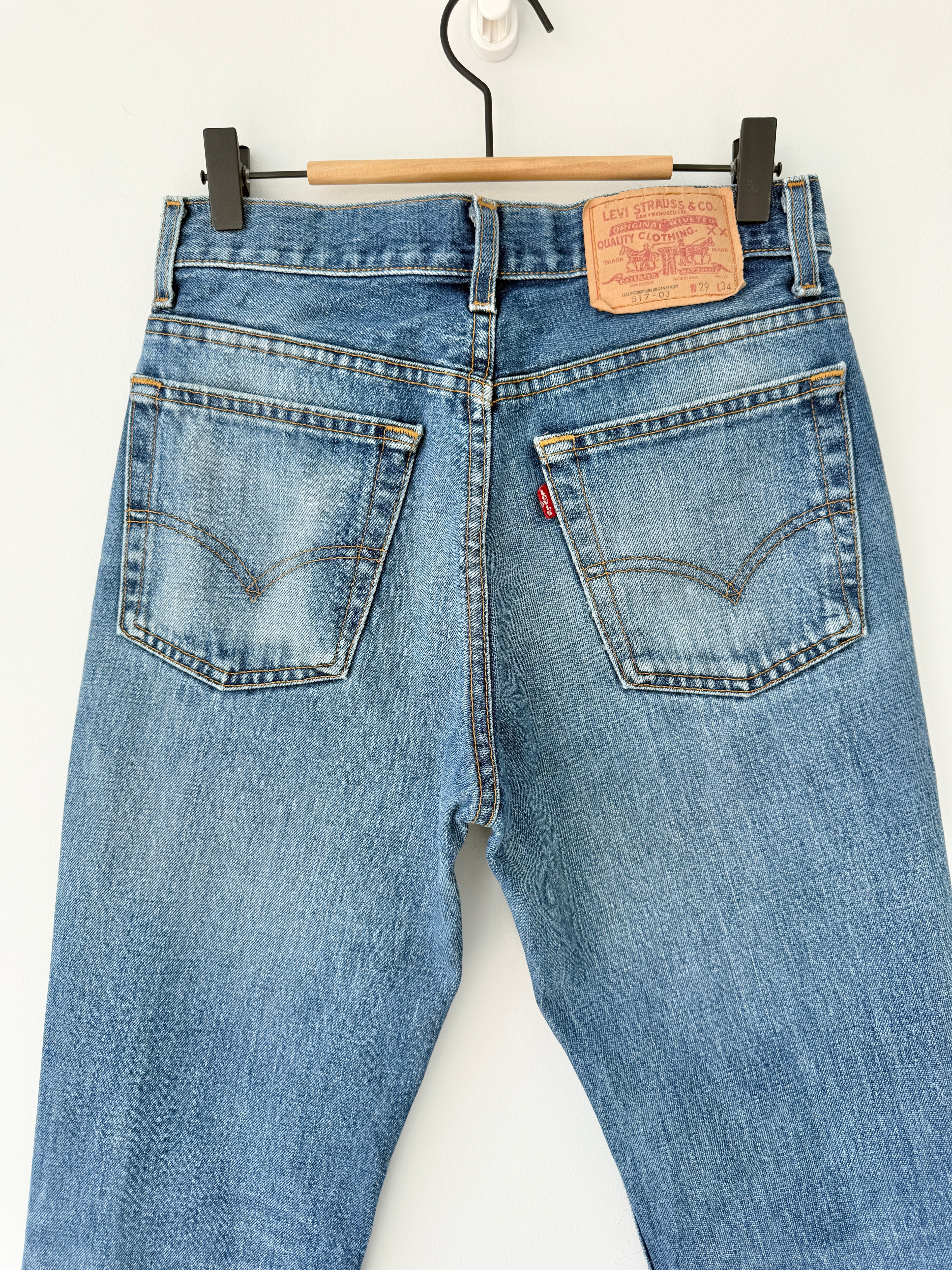 W26 L28 vintage Levis 517 26” measured dark faded blue denim Y2K Levi’s 517s wallet mark
