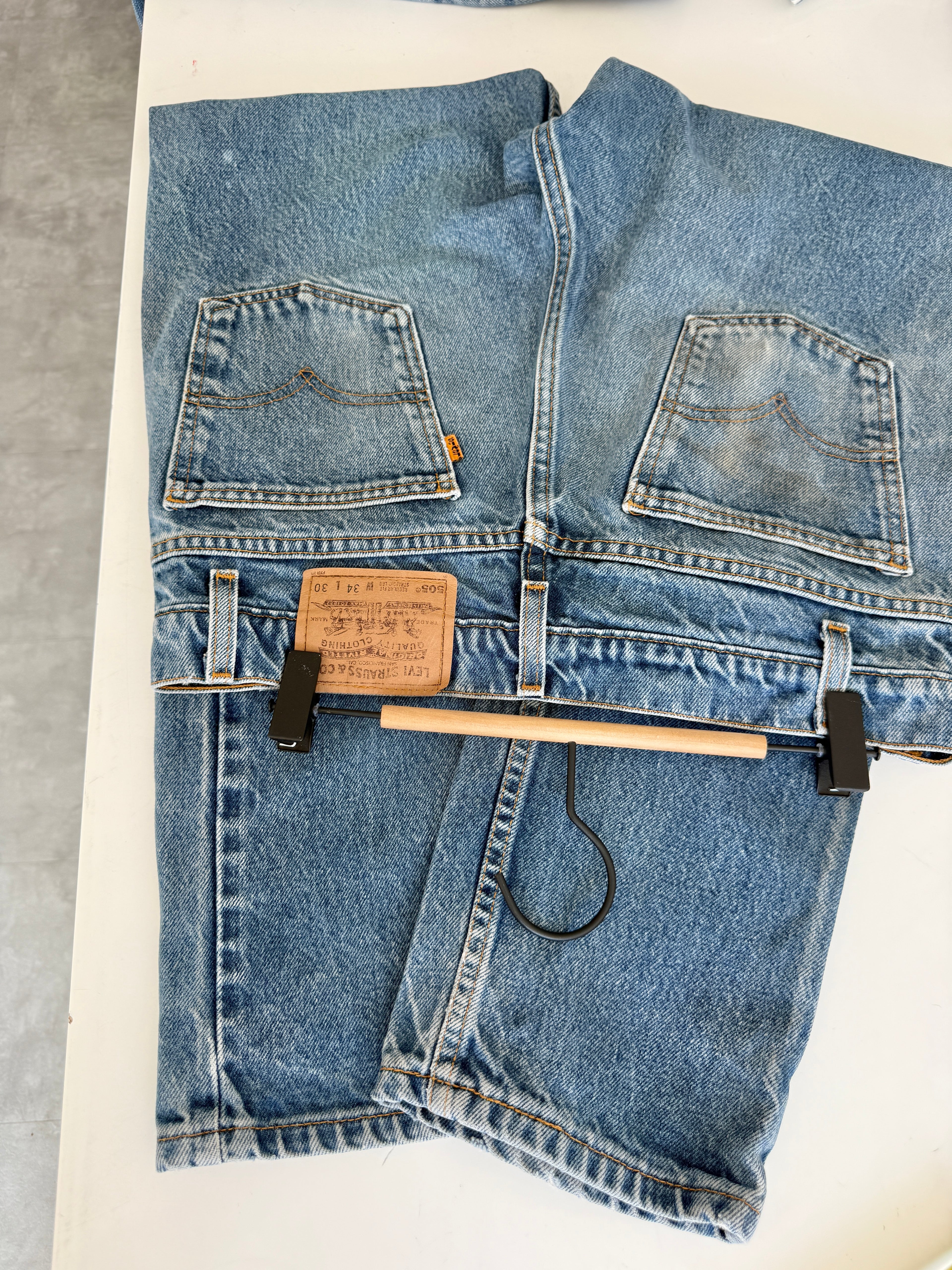 W32 L29 vintage Levis 505 31/32” measured waist dark fade blue faded  90s orange tag USA 505s