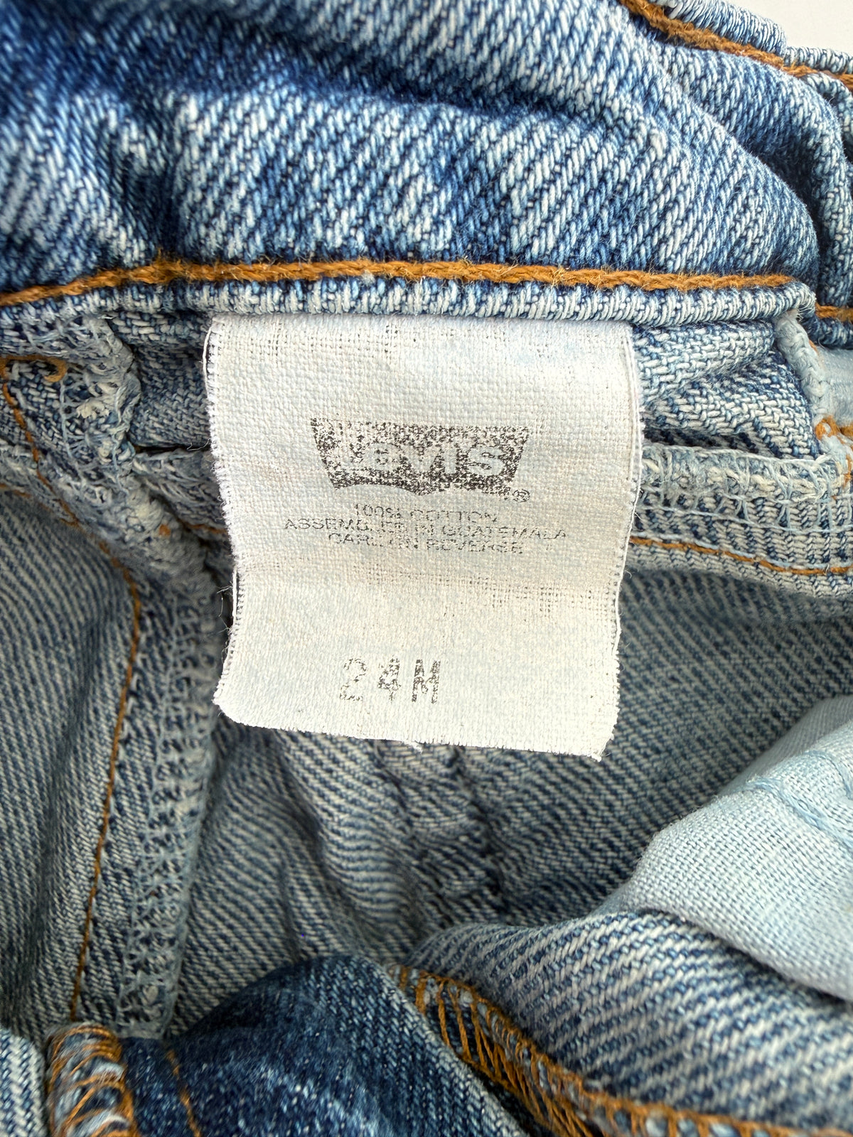 Kids Age 24 months vintage Levis 17” measured waist medium blue faded 90s denim