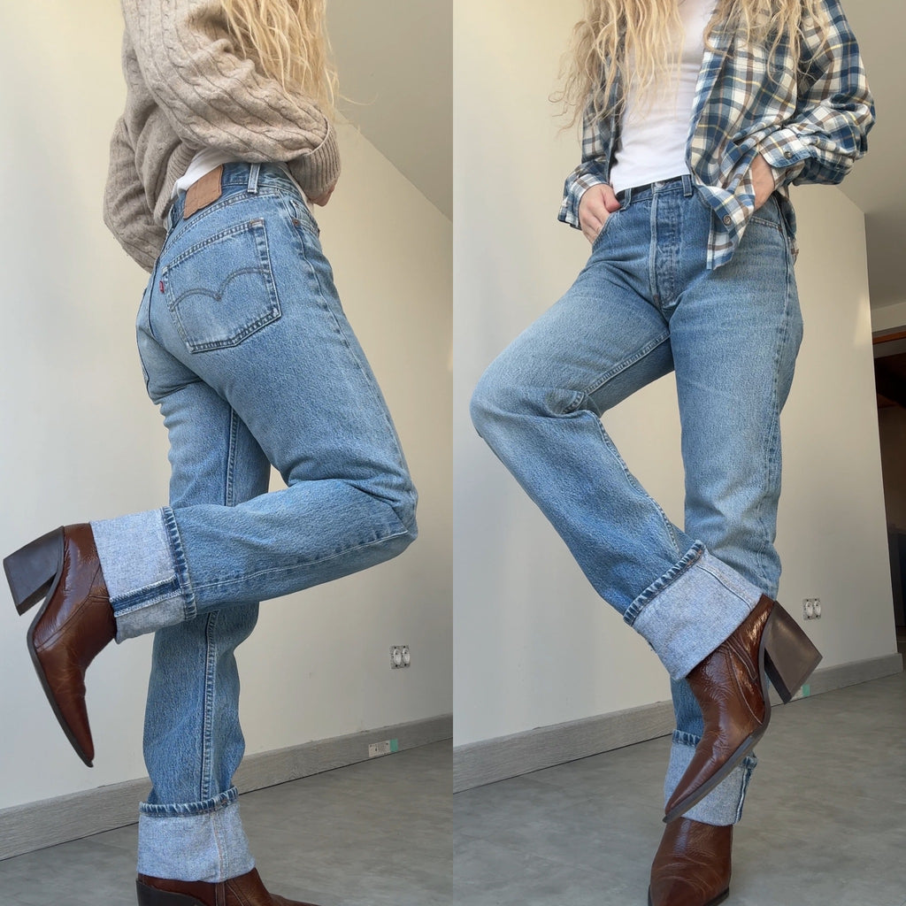W29 L34 vintage Levis 501 28-29” measured medium faded blue 80s Levi’s 501s