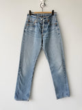 W25 L30 vintage Levis 501 24/25” measured unique faded blue denim 90s Levi’s 501s