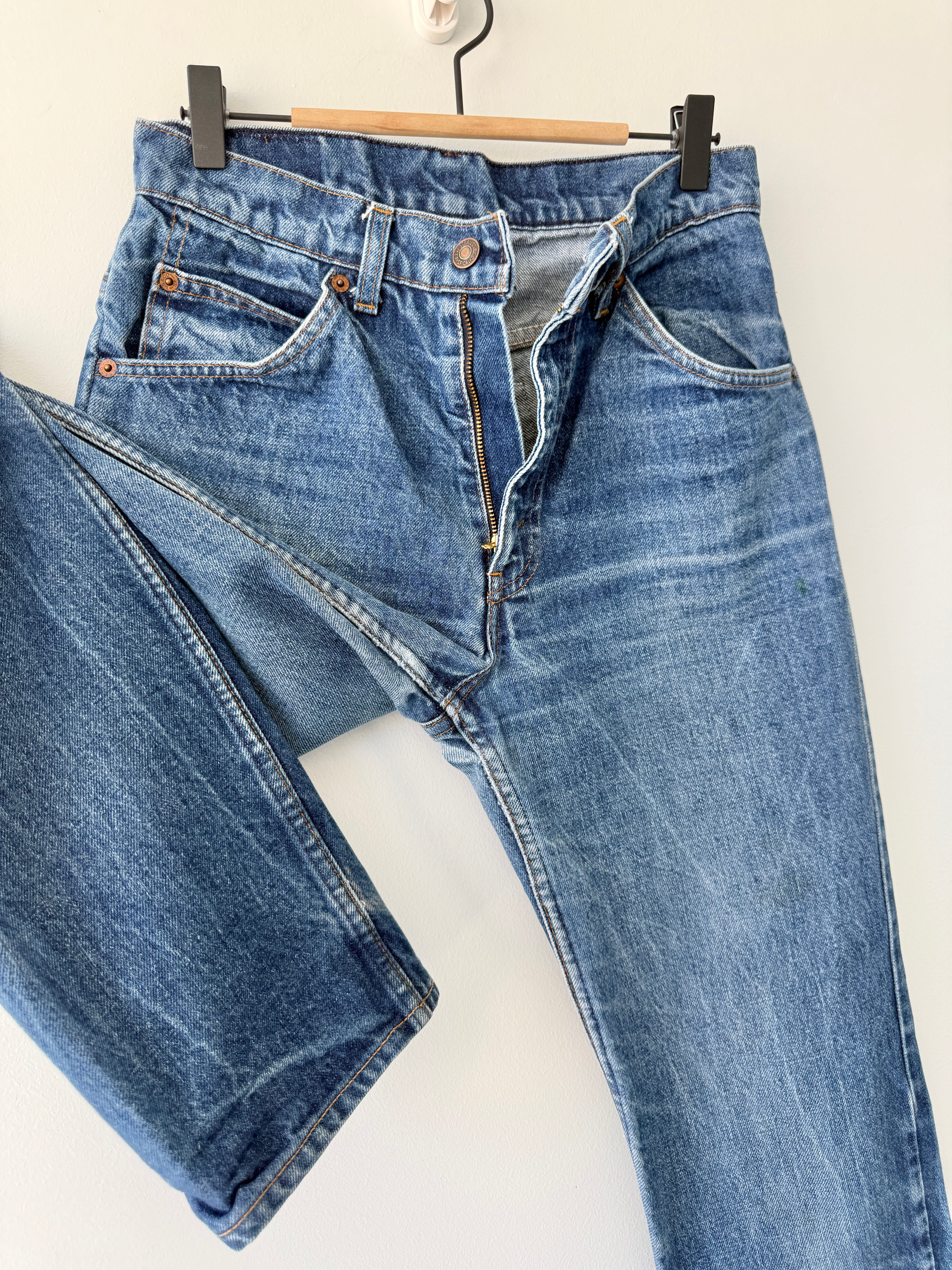 W27 L30 vintage Levis 631 26-27” measured dark faded blue denim orange tab 80/90s Levi’s 631s