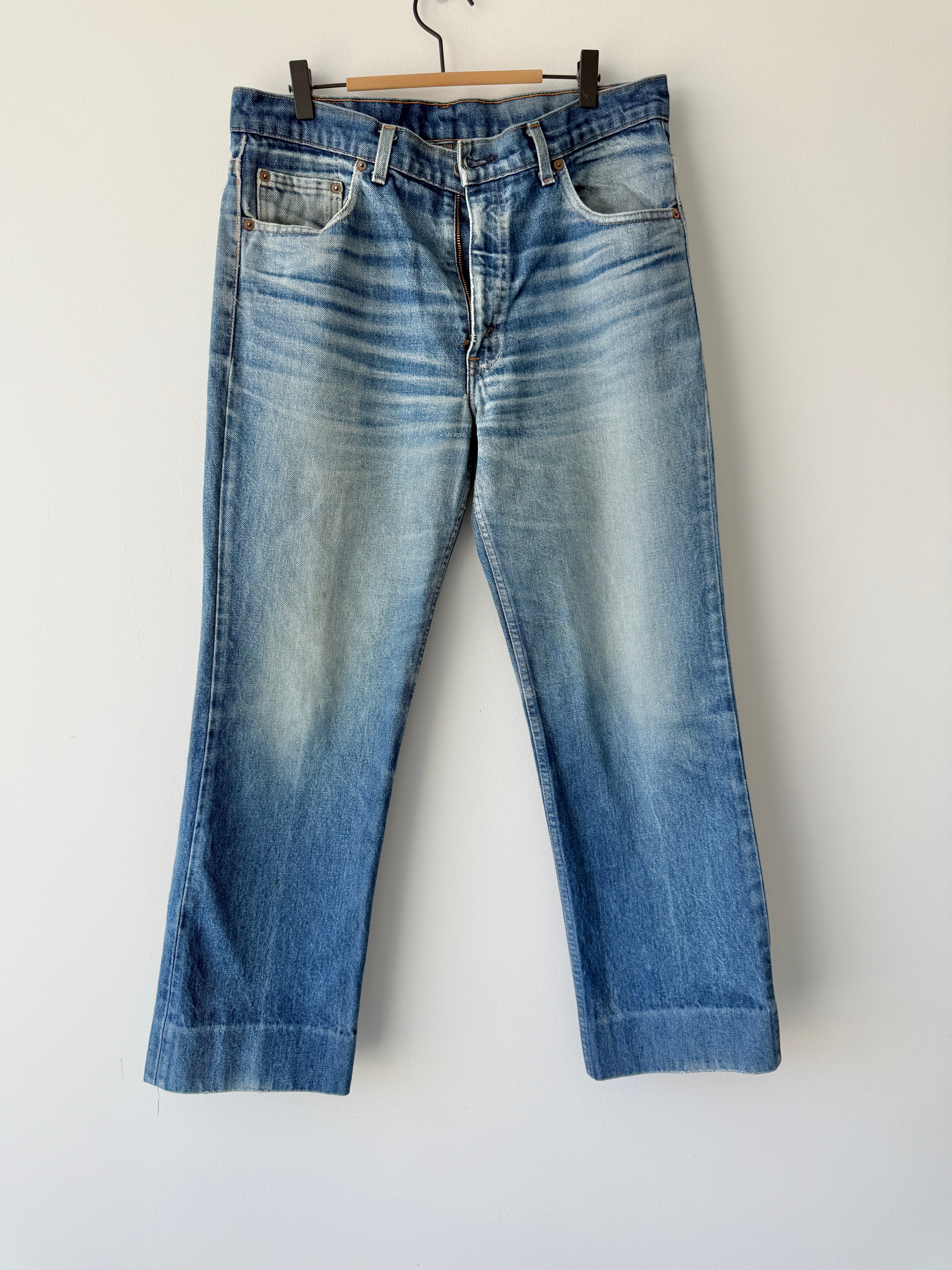 W34 L29 vintage Levis 603 33/34” measured waist dark blue faded whiskers  70s 603s