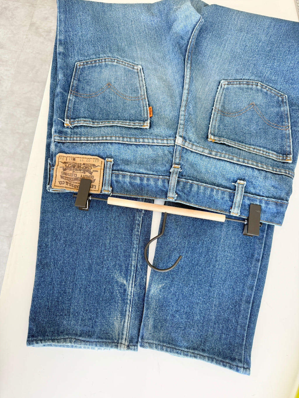 W29 L29 vintage Levis 631 28-29” measured dark faded blue denim orange tab 80/90s Levi’s 631s