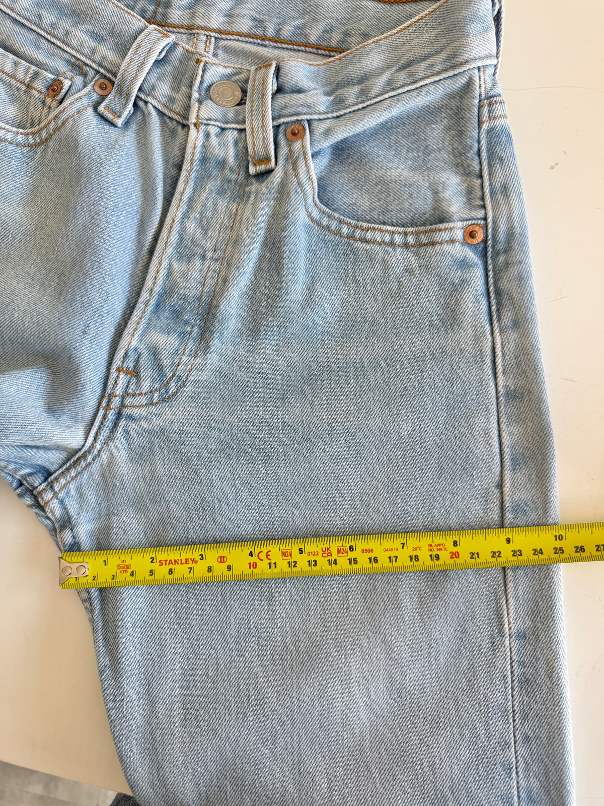 W23 L29 vintage Levis 501s 22/23” measured light blue fade 501s 90s  USA for women tag